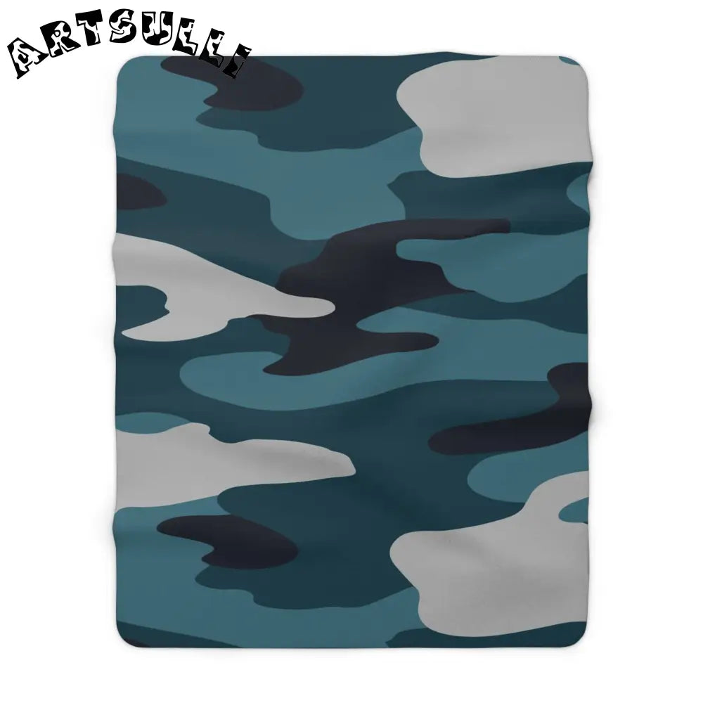 JAKKOUTTHEBXX Blue Camouflage Sherpa Fleece Blanket JAKKOUTTHEBXX
