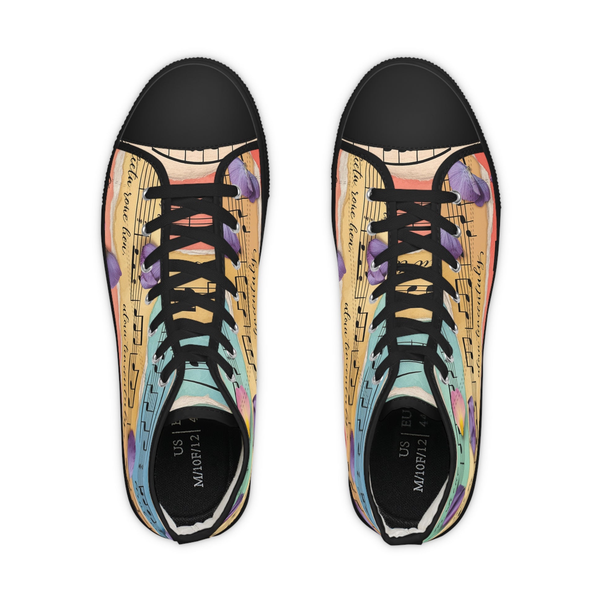 Torn Type Beat Sheet Music Multi-Color Men's High Top Sneakers, Artsulli - Art is Long, Life is Short, Shoes, , , , , , , 
