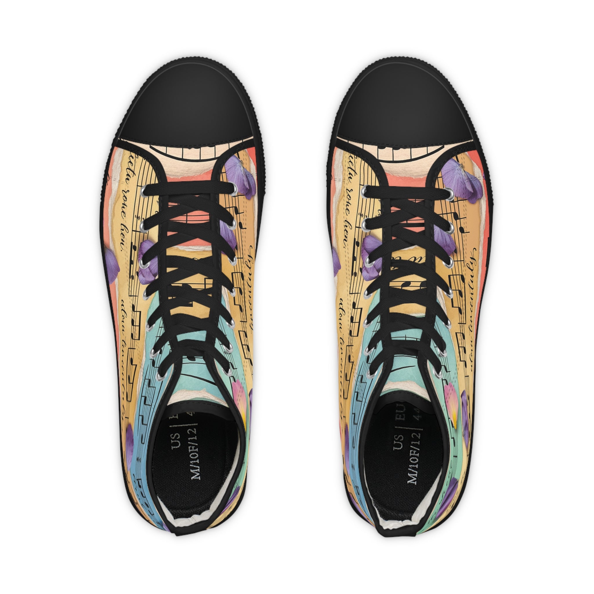 Torn Type Beat Sheet Music Multi-Color Men's High Top Sneakers, Artsulli - Art is Long, Life is Short, Shoes, , , , , , , 