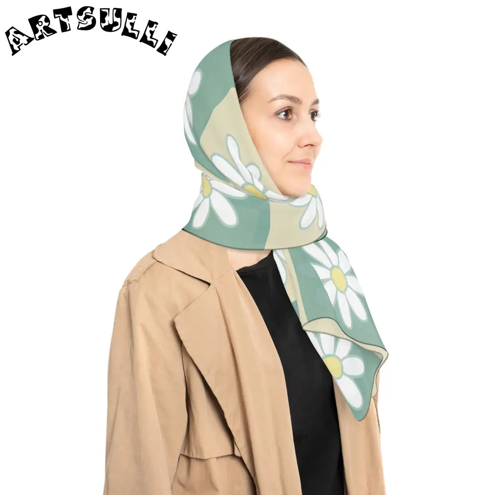 JAKKOUTTHEBXX Retro Daisy Grid Poly Scarf JAKKOUTTHEBXX Artsulli