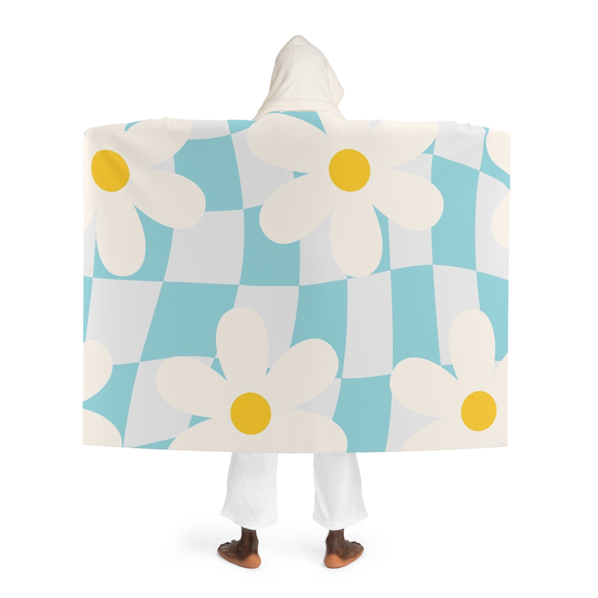Trippy Check Garden Hooded Sherpa Fleece Blanket, Artsulli - Art is Long, Life is Short, All Over Prints, , , , , , , 