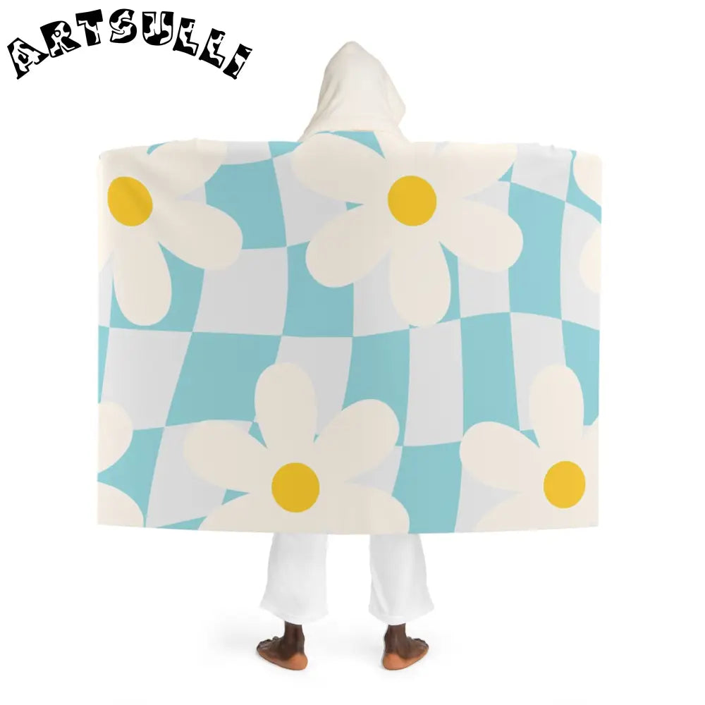 JAKKOUTTHEBXX Trippy Check Garden Hooded Sherpa Fleece Blanket