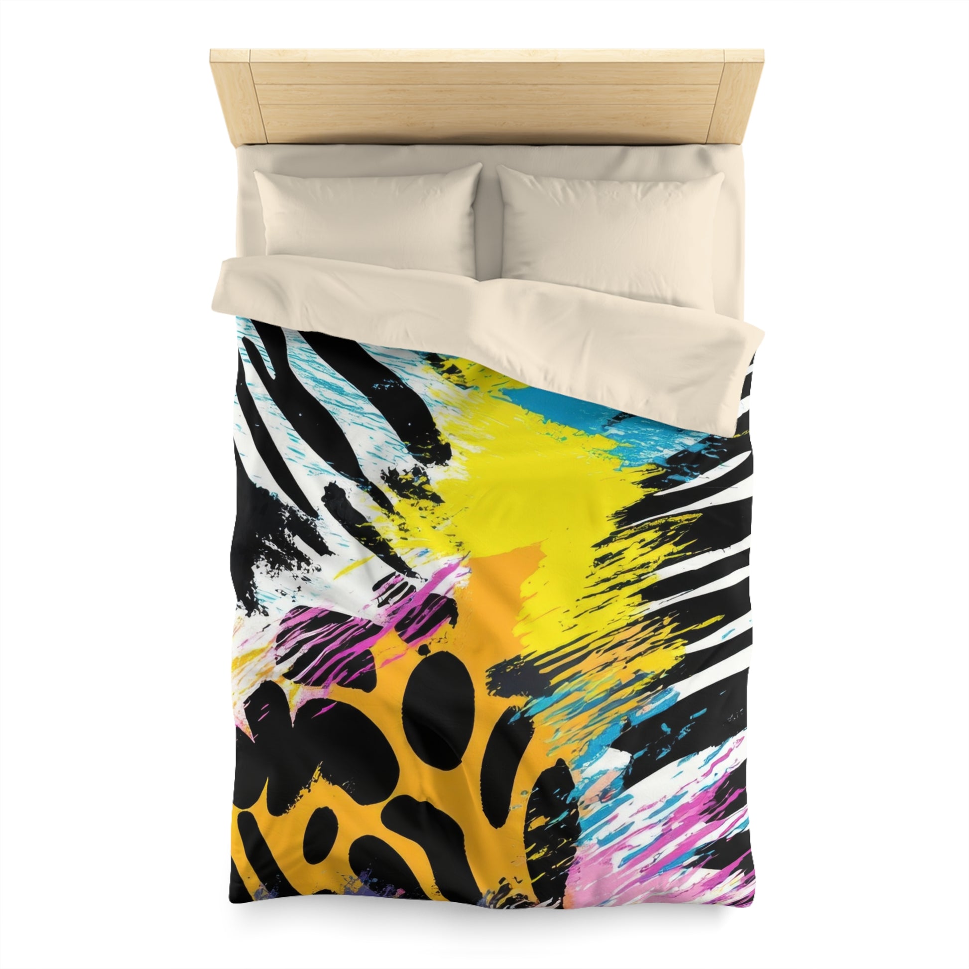 Zebra Stripes x Leapord Print x Paint Splatter Multi-Color Microfiber Duvet Cover, Artsulli - Art is Long, Life is Short, Home Decor, , , , , , , 