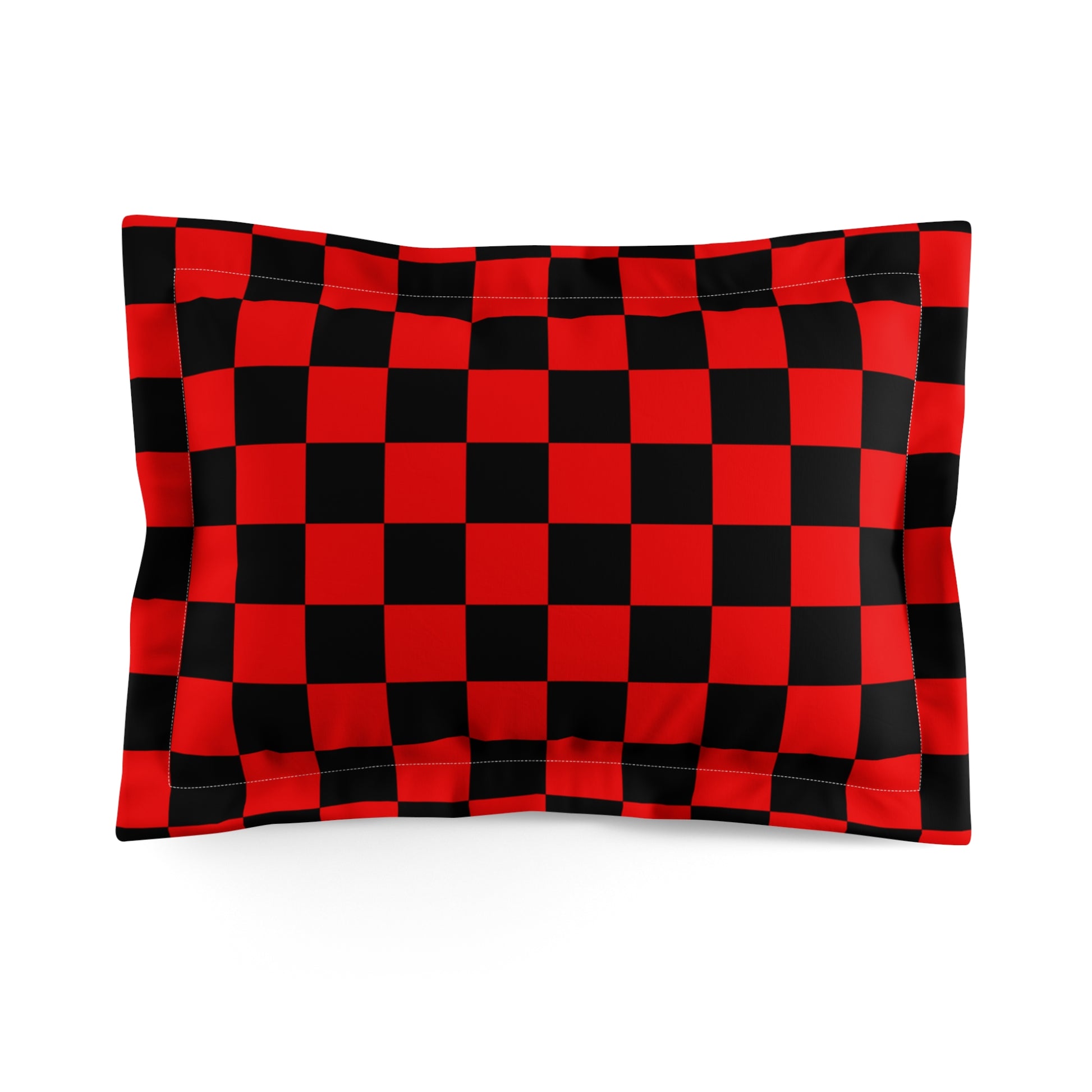 Checkerboard Red and Black Microfiber Pillow Sham, Artsulli - Art is Long, Life is Short, Home Decor, Size, Standard, , , , , 26022612871300111907