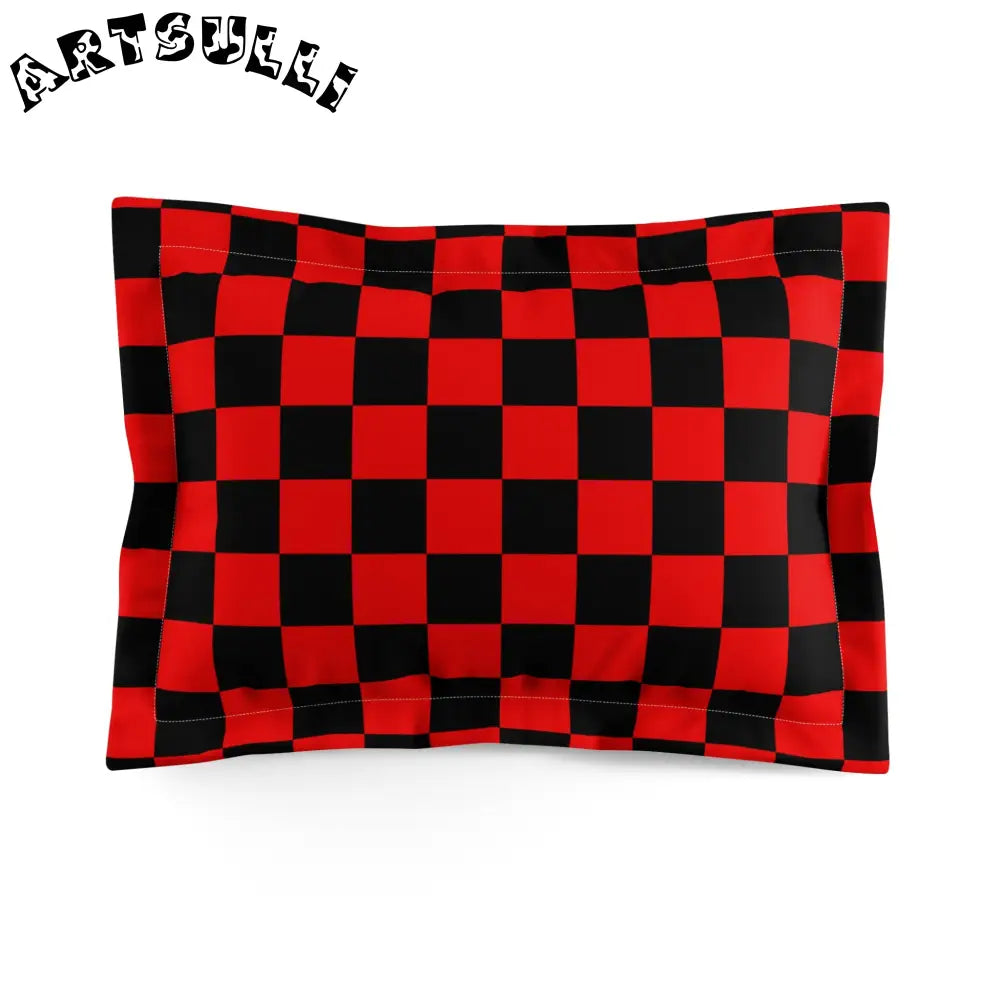 JAKKOUTTHEBXX Checkerboard Red and Black Microfiber Pillow Sham