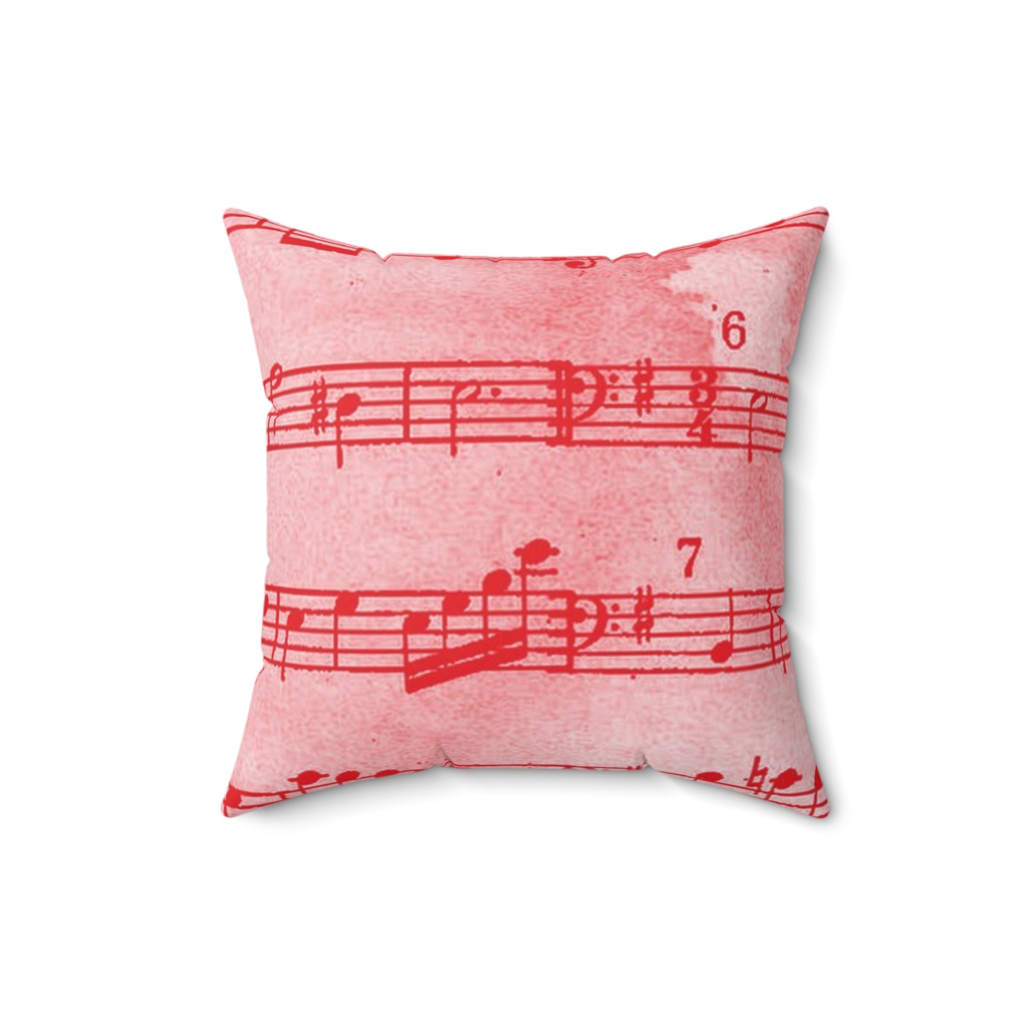 Drip Spill Type Beat Sheet Music Red Spun Polyester Square Pillow, Artsulli - Art is Long, Life is Short, Home Decor, , , , , , , 