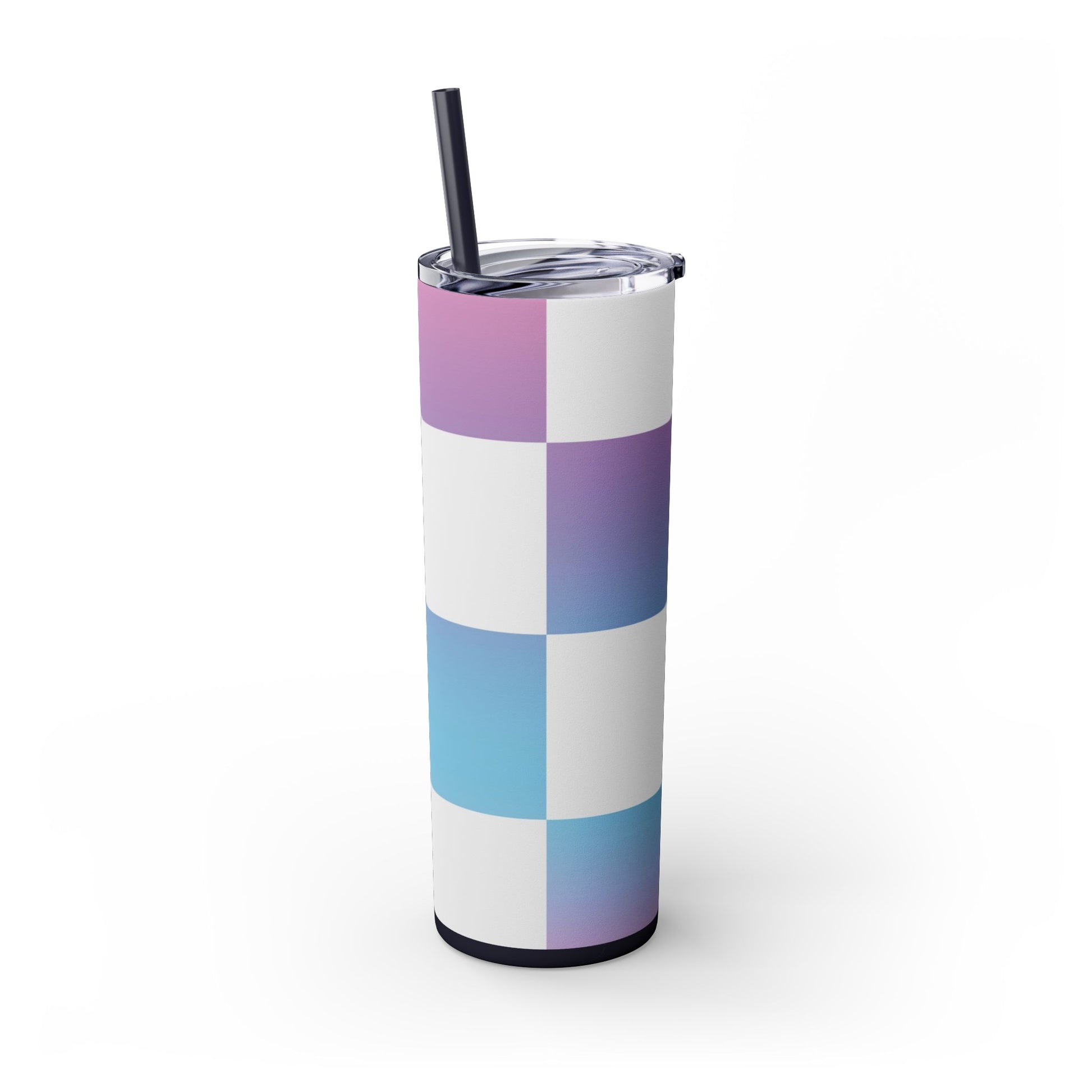 Vaporwave Check Skinny Tumbler with Straw, 20oz, Artsulli - Art is Long, Life is Short, Mug, , , , , , , 