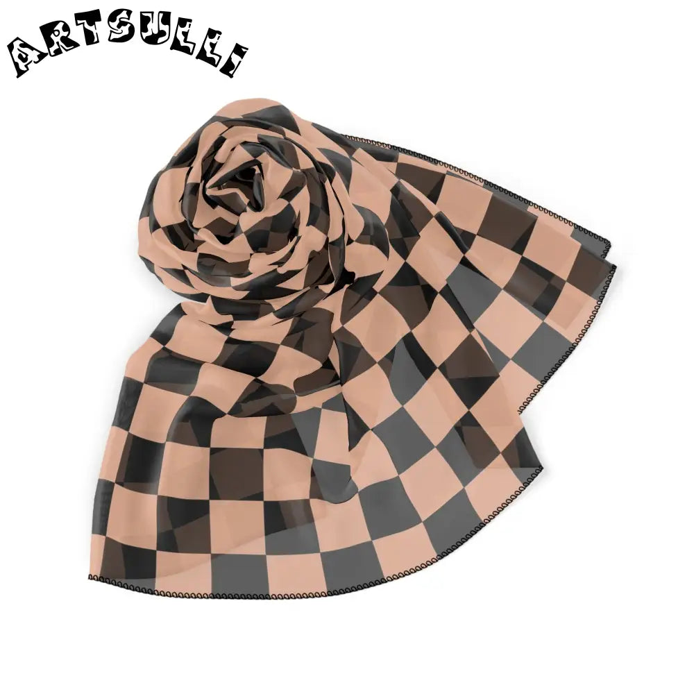 JAKKOUTTHEBXX Checkerboard II Soft Orange and Black Poly Scarf