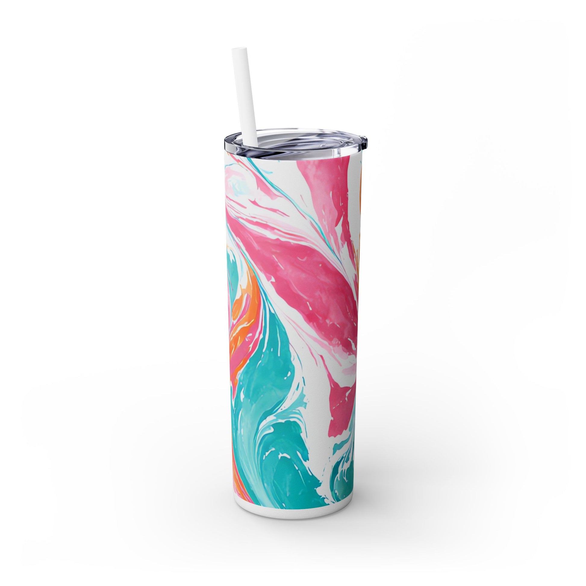 Liquid Pastel Spill Multi-Color Skinny Tumbler with Straw, 20oz, Artsulli - Art is Long, Life is Short, Mug, , , , , , , 