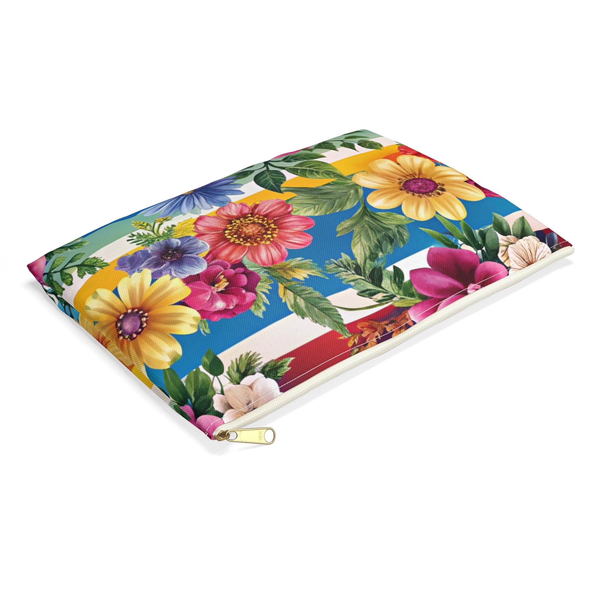 Floral Stripe 4K II Accessory Pouch, Artsulli - Art is Long, Life is Short, Bags, , , , , , , 