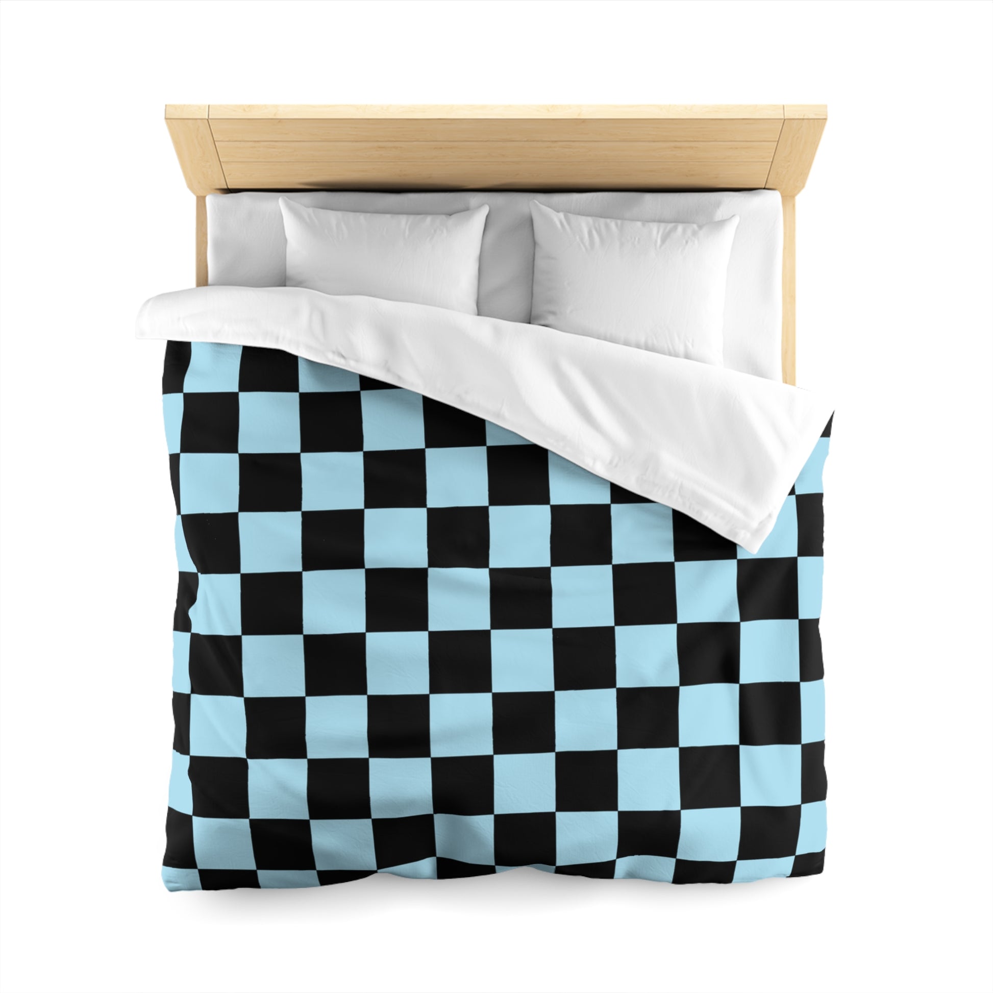 Checkerboard Black and Blue Microfiber Duvet Cover, Artsulli - Art is Long, Life is Short, Home Decor, , , , , , , 