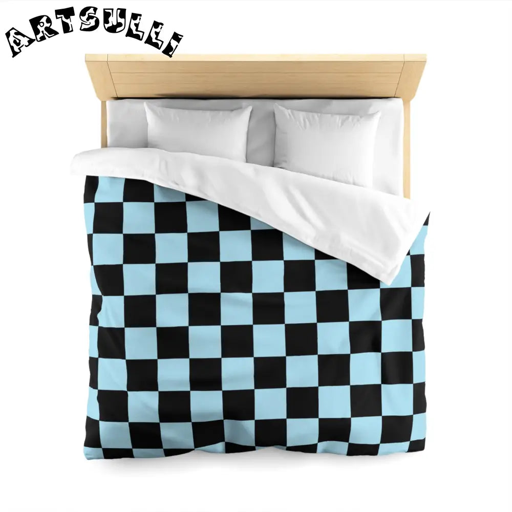 JAKKOUTTHEBXX Checkerboard Black and Blue Microfiber Duvet Cover