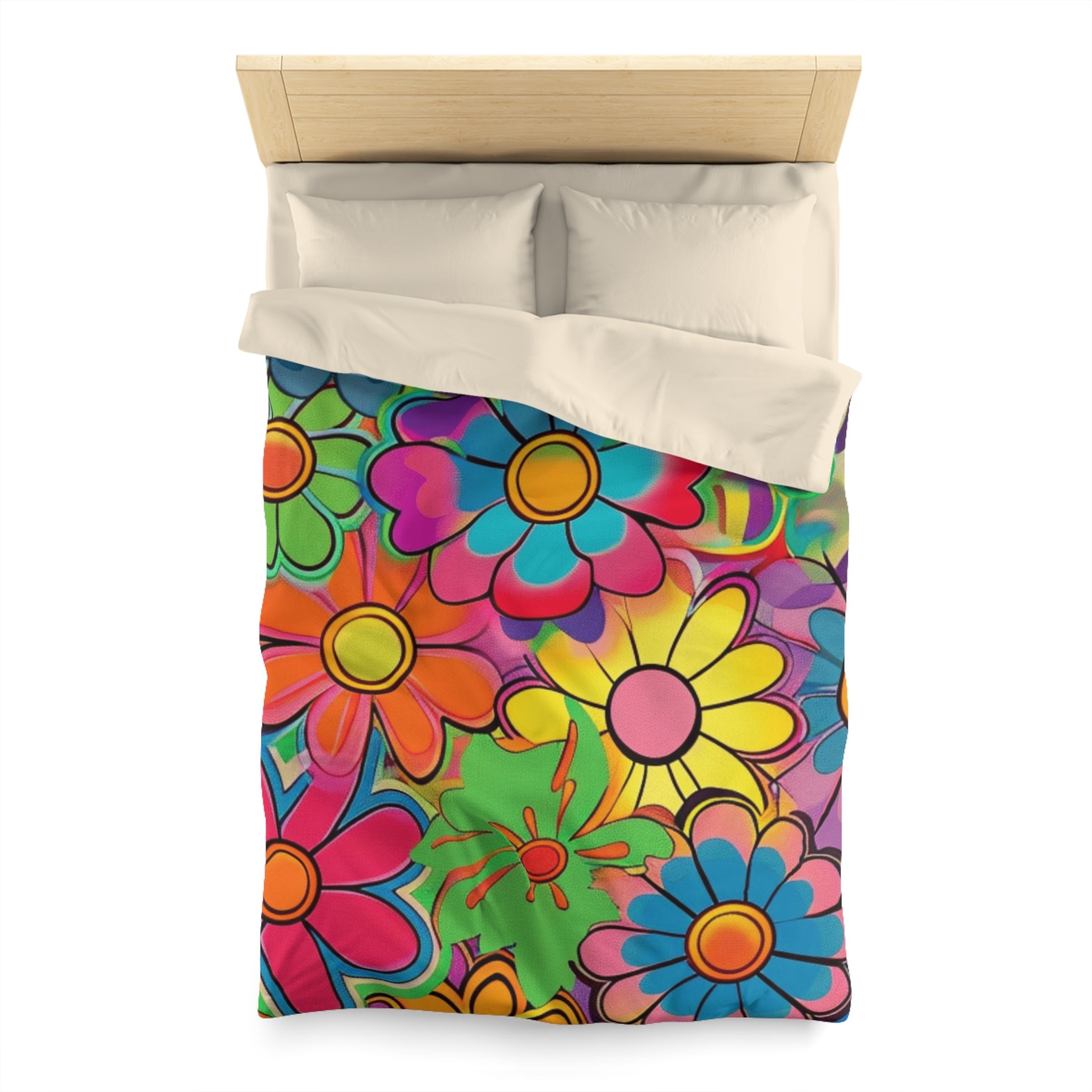 Chromatic Daisy Dream Microfiber Duvet Cover, Artsulli - Art is Long, Life is Short, Home Decor, , , , , , , 
