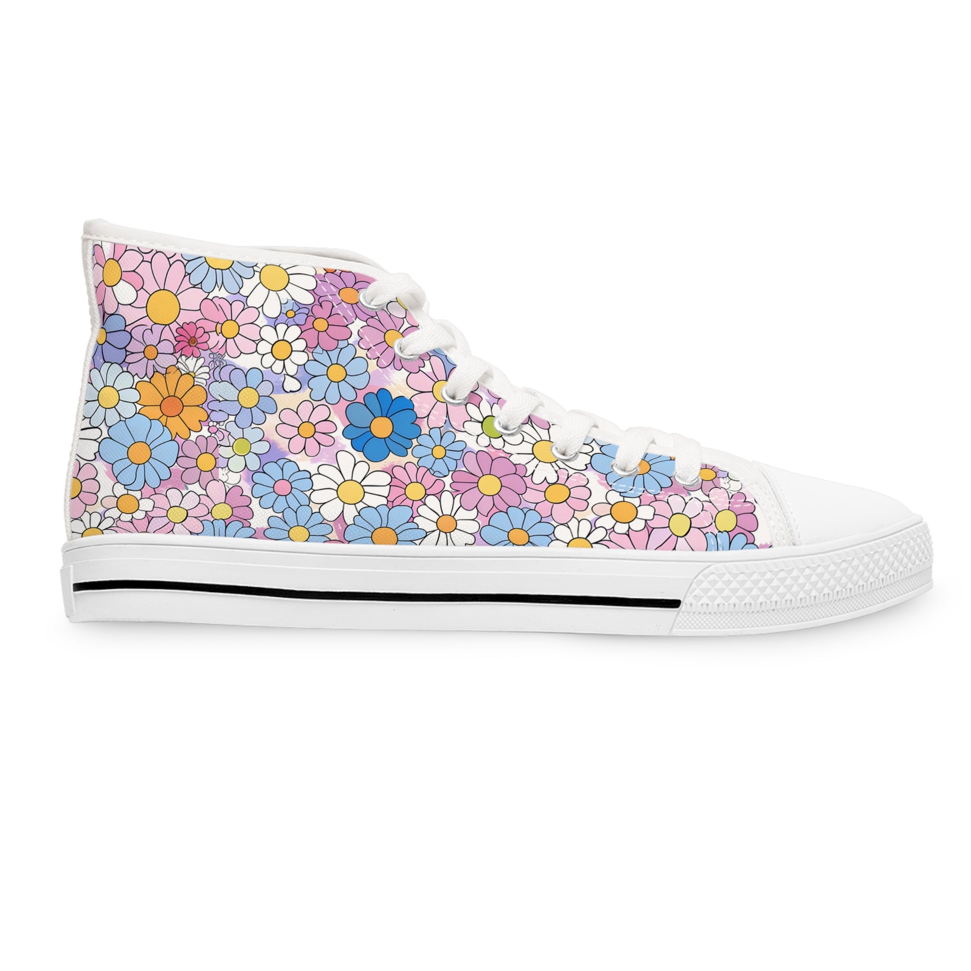 Flower Hour III Women's High Top Sneakers, Artsulli - Art is Long, Life is Short, Shoes, , , , , , , 