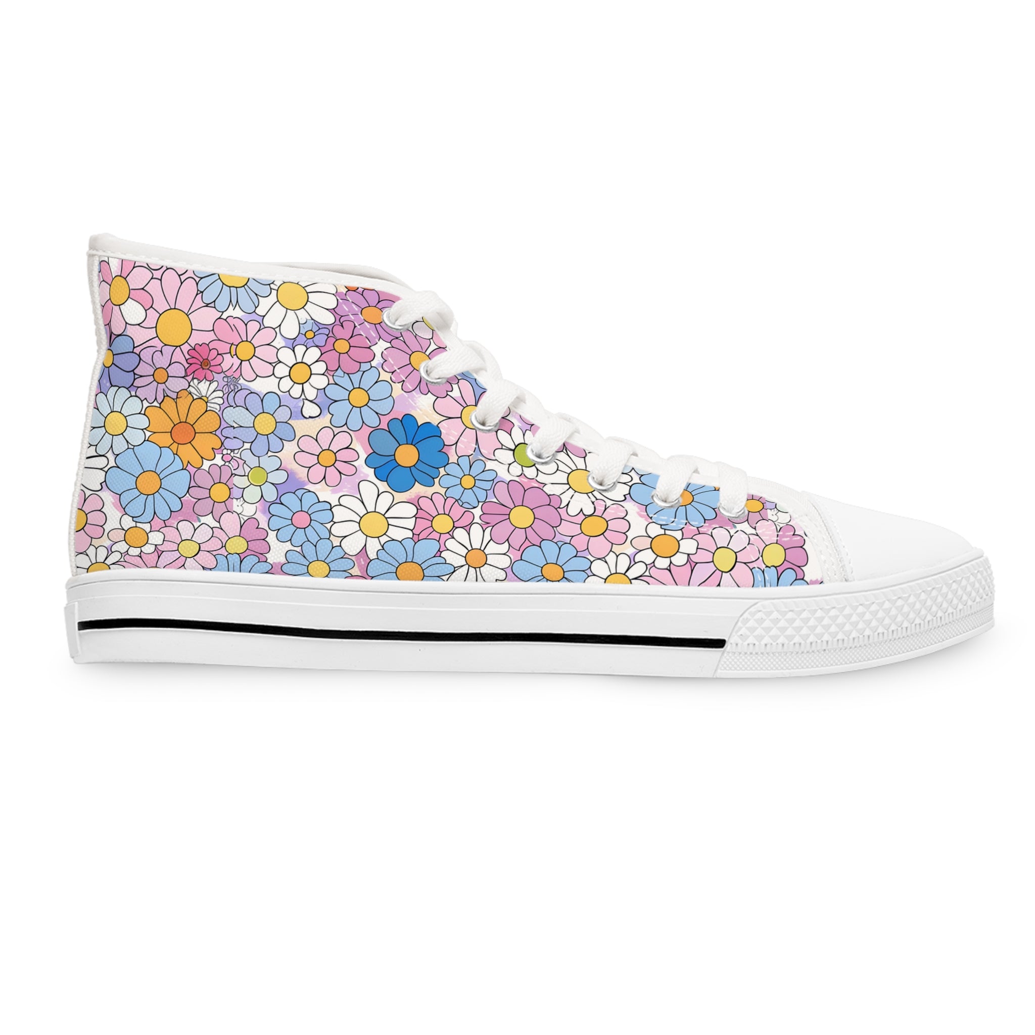 Flower Hour III Women's High Top Sneakers, Artsulli - Art is Long, Life is Short, Shoes, , , , , , , 