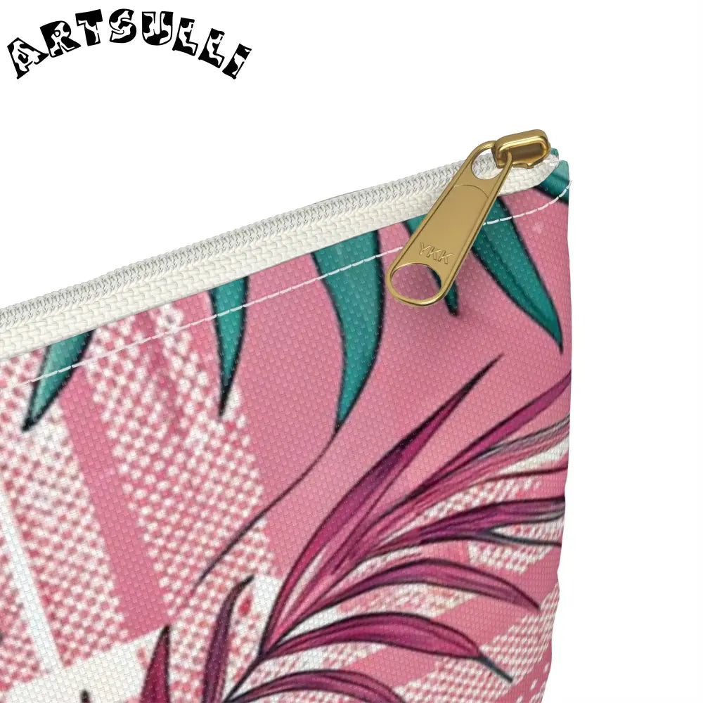 JAKKOUTTHEBXX Plaid x Floral Burgundy and Green Accessory Pouch