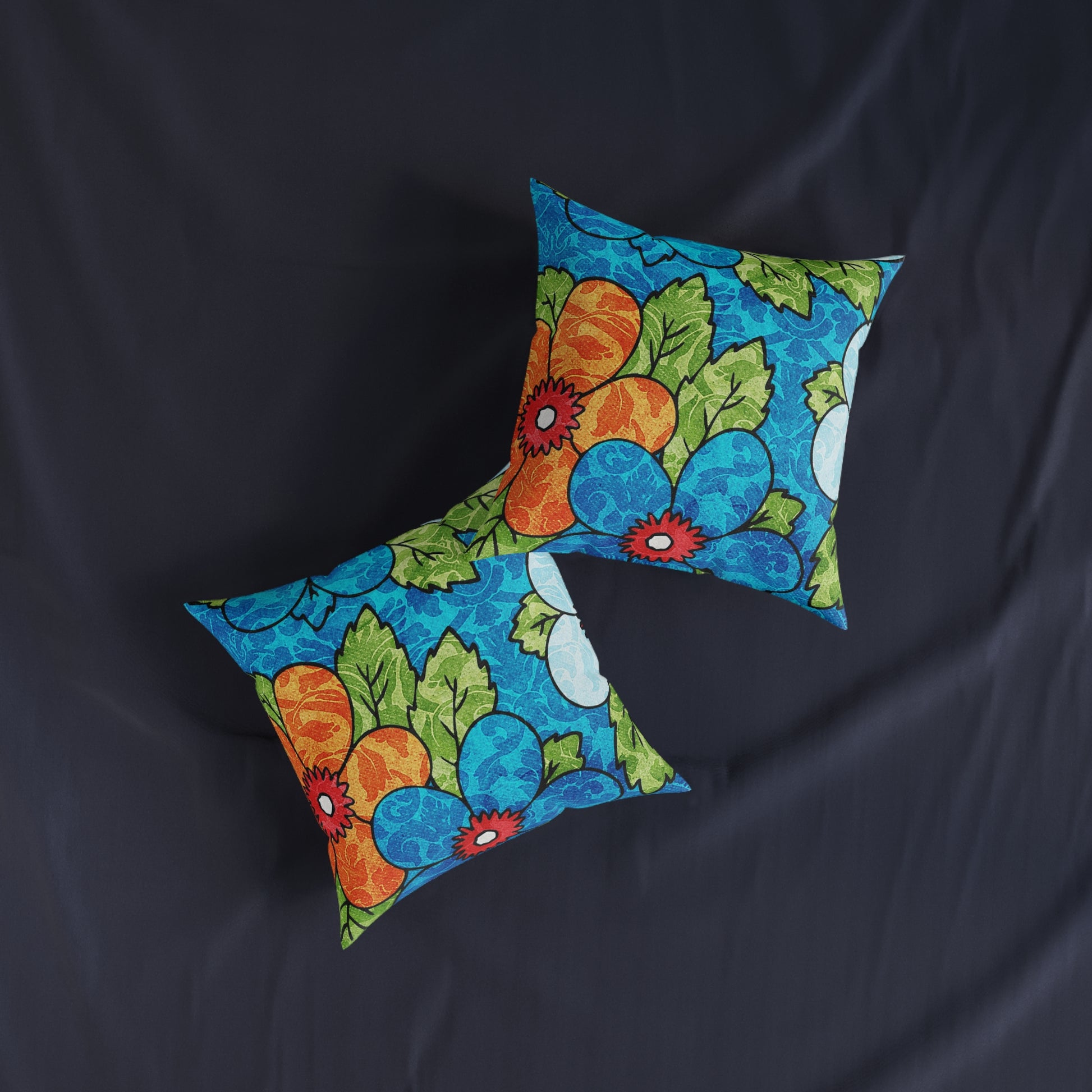 Blue Orange Groovy Square Pillow, Artsulli - Art is Long, Life is Short, Home Decor, , , , , , , 