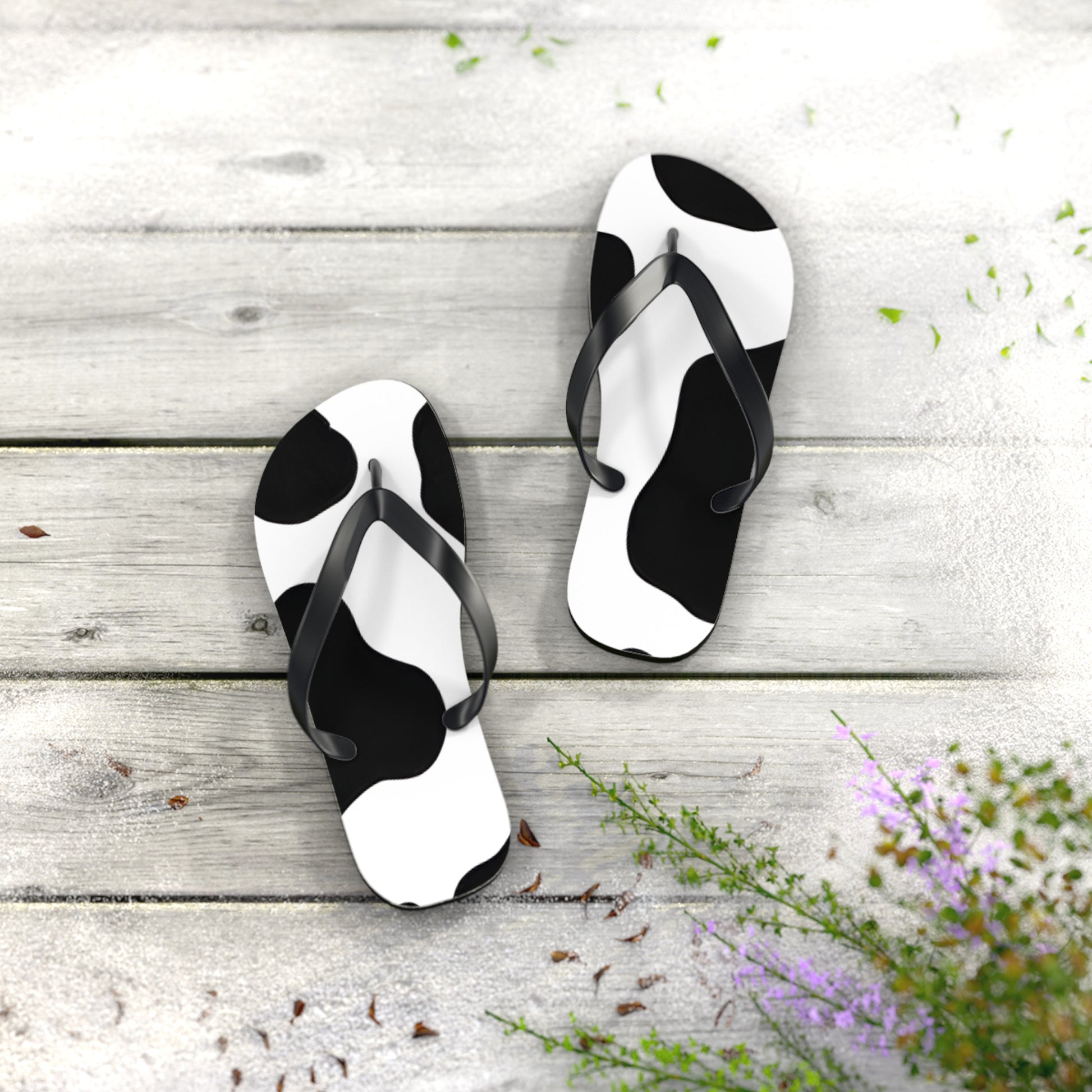 Cow Print Focus Flip Flops, Artsulli - Art is Long, Life is Short, Shoes, , , , , , , 