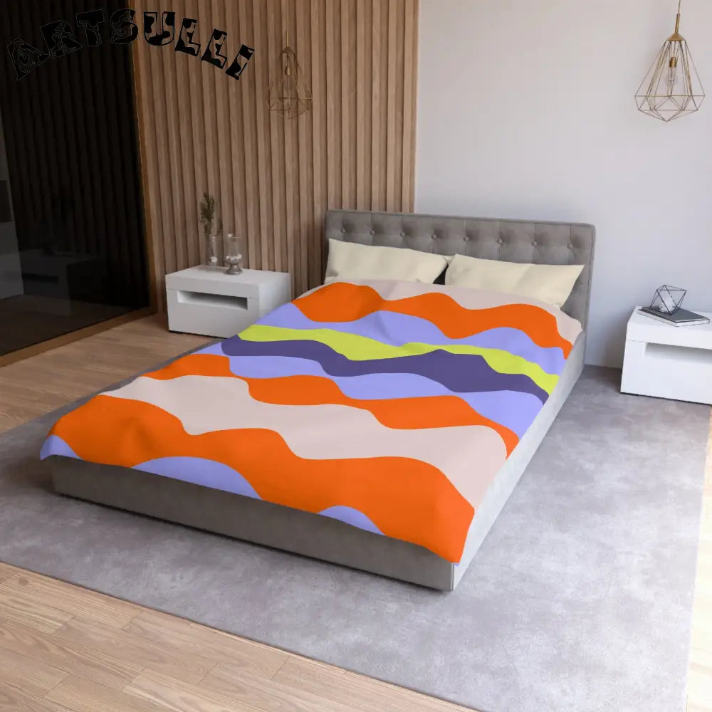 JAKKOUTTHEBXX Waves Red and Blue Microfiber Duvet Cover