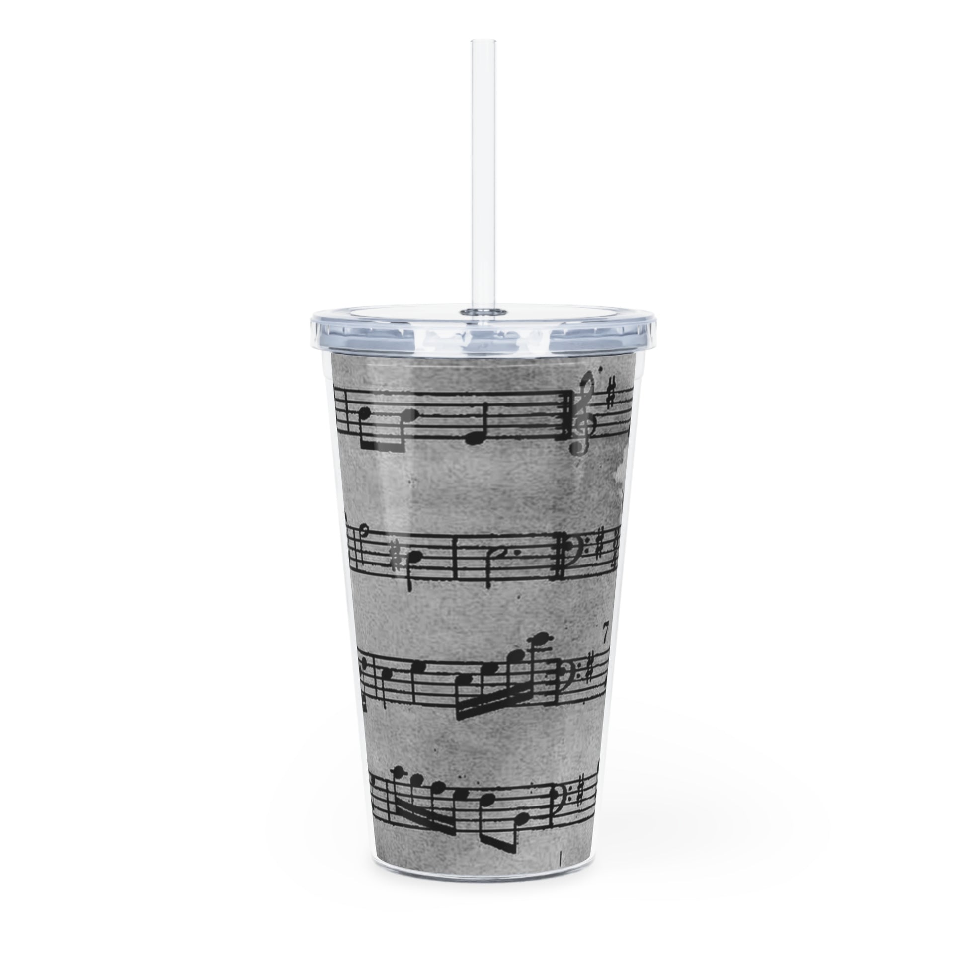 Drip Spill Type Beat Sheet Music Black Plastic Tumbler with Straw, Artsulli - Art is Long, Life is Short, Mug, , , , , , , 