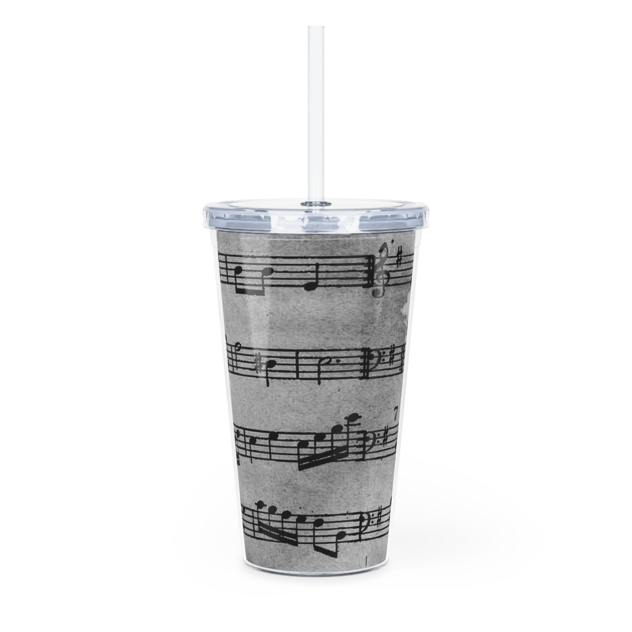 Drip Spill Type Beat Sheet Music Black Plastic Tumbler with Straw, Artsulli - Art is Long, Life is Short, Mug, , , , , , , 