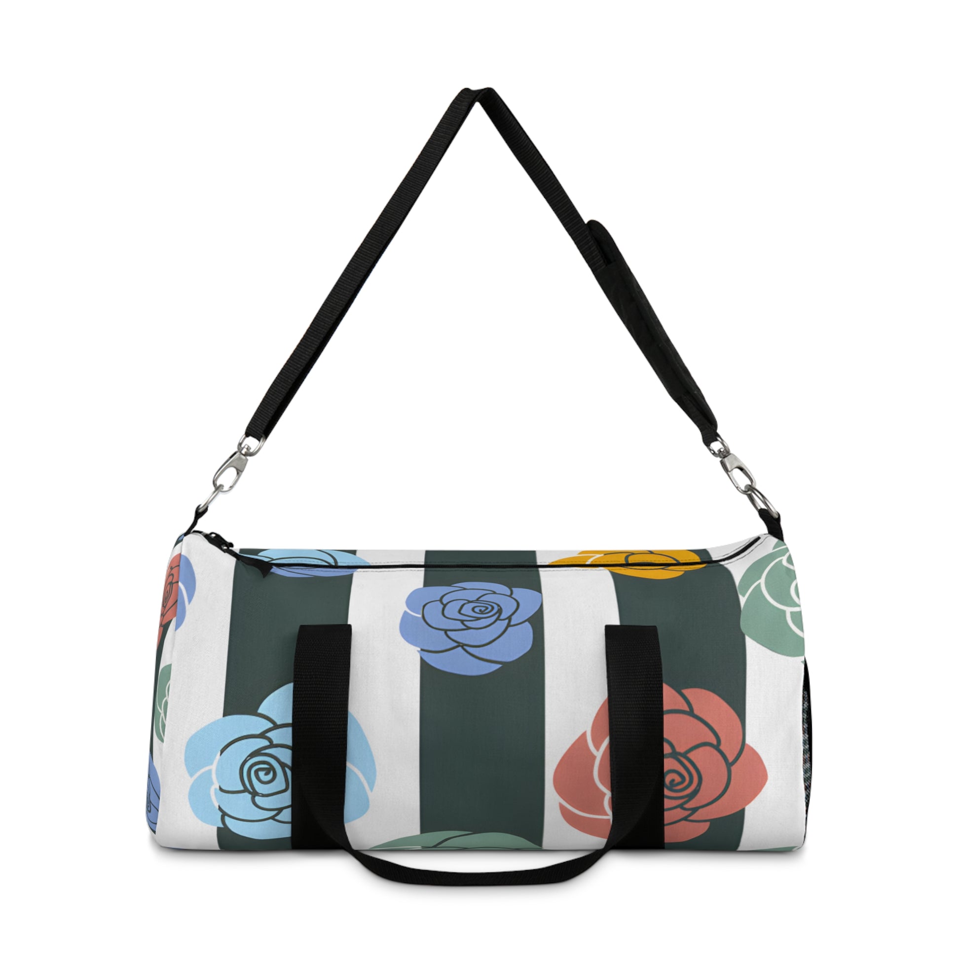 Stripes x Roses Black and White Duffel Bag, Artsulli - Art is Long, Life is Short, Bags, , , , , , , 