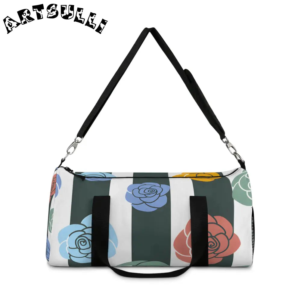 JAKKOUTTHEBXX Stripes x Roses Black and White Duffel Bag