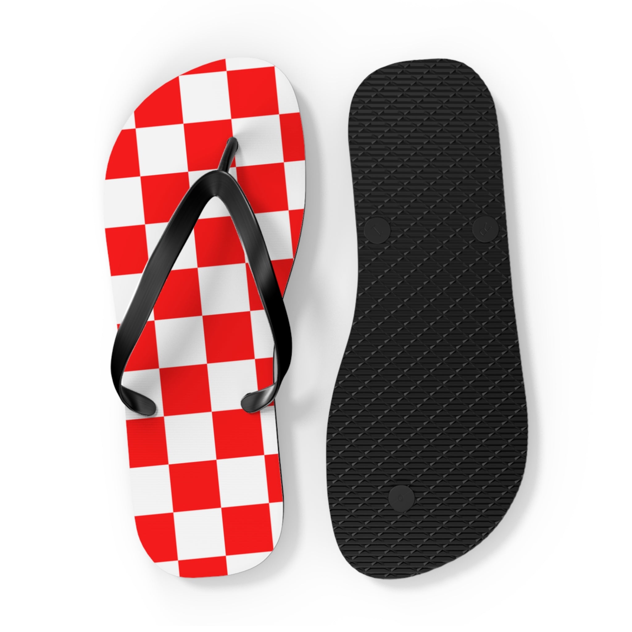 Checkerboard Red and White Flip Flops, Artsulli - Art is Long, Life is Short, Shoes, , , , , , , 