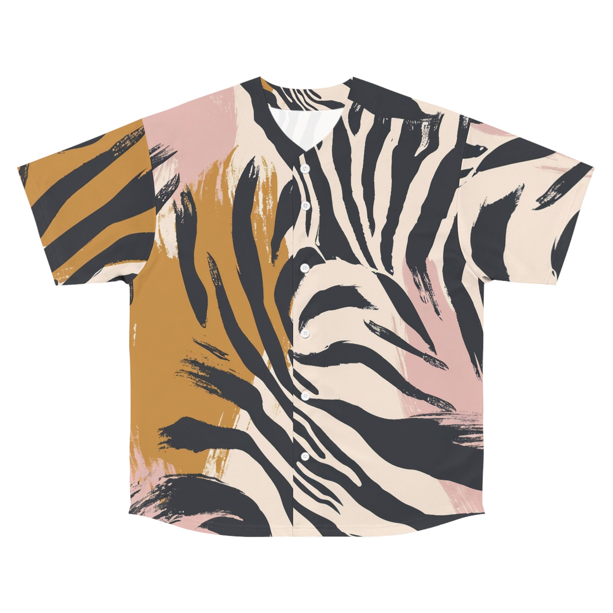 Zebra Brush Strokes Men's Baseball Jersey (AOP), Artsulli - Art is Long, Life is Short, All Over Prints, Size, S, Color, Seam thread color automatically matched to design, , , 17536572312692