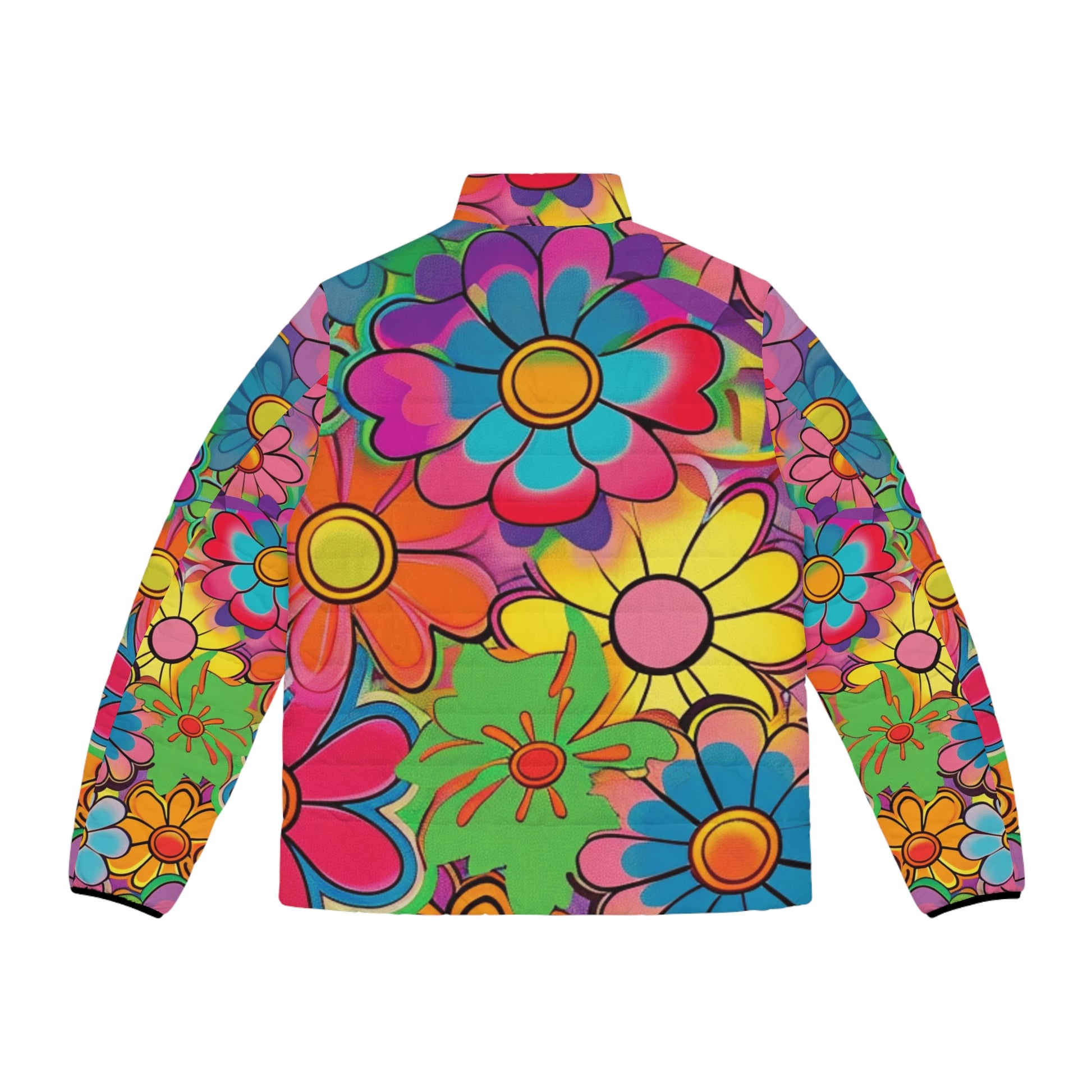 Chromatic Daisy Dream Men's Puffer Jacket (AOP), Artsulli - Art is Long, Life is Short, All Over Prints, , , , , , , 