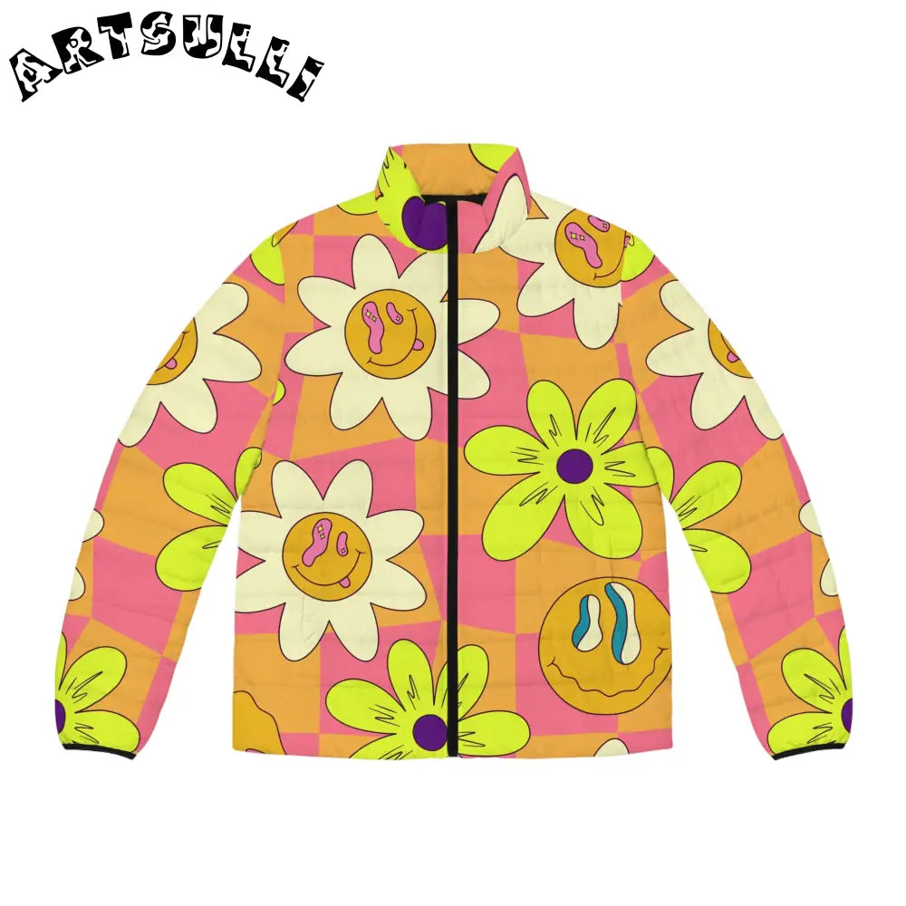 JAKKOUTTHEBXX Trippy Sour Face Rave Men’s Puffer Jacket (AOP)