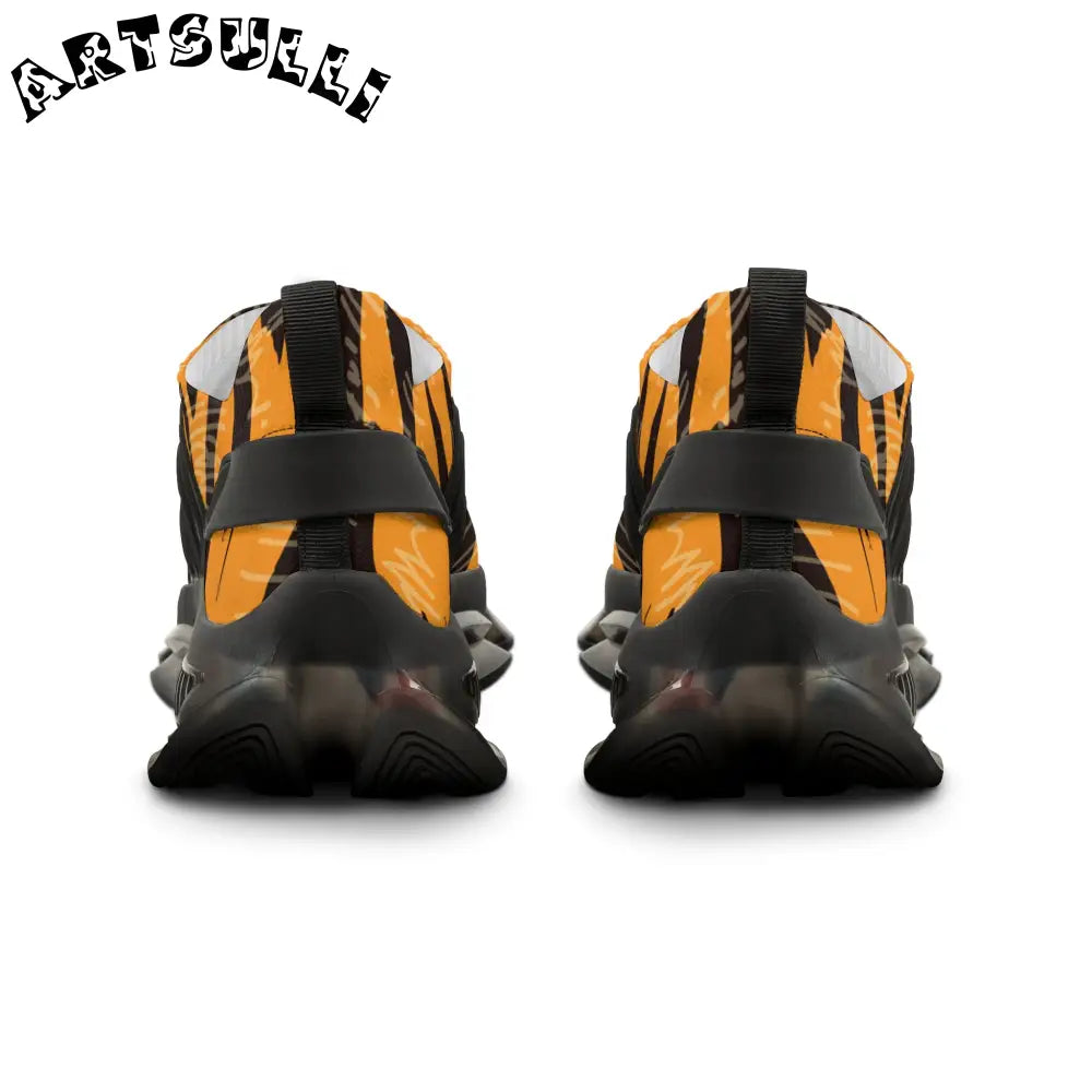 JAKKOUTTHEBXX Tiger Scratches Orange and Black Men’s Mesh Sneakers