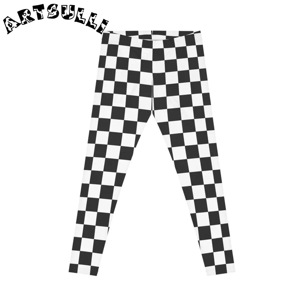 JAKKOUTTHEBXX Checkerboard White and Black Women’s Casual Leggings
