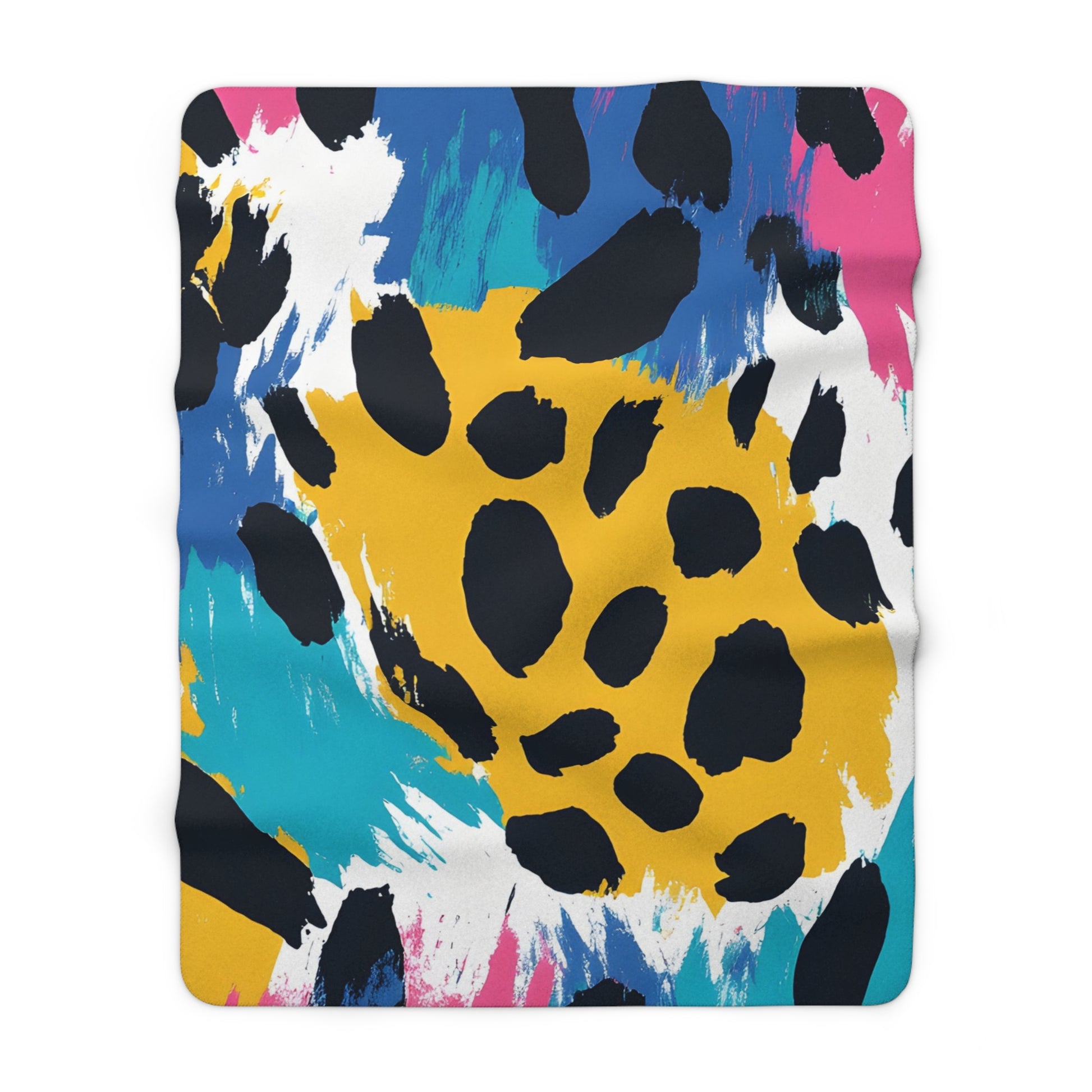 Leopard Print x Paint Brush Strokes Multi-Color Sherpa Fleece Blanket, Artsulli - Art is Long, Life is Short, Home Decor, Size, 60" × 80", , , , , 21720224614622791402