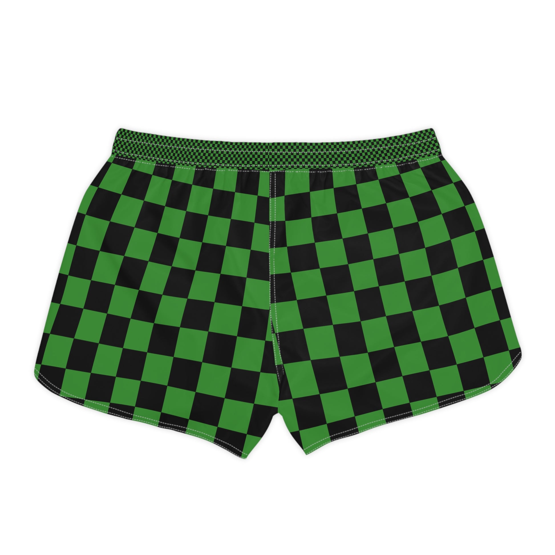 Checkerboard Green and Black Women's Casual Shorts (AOP), Artsulli - Art is Long, Life is Short, All Over Prints, , , , , , , 