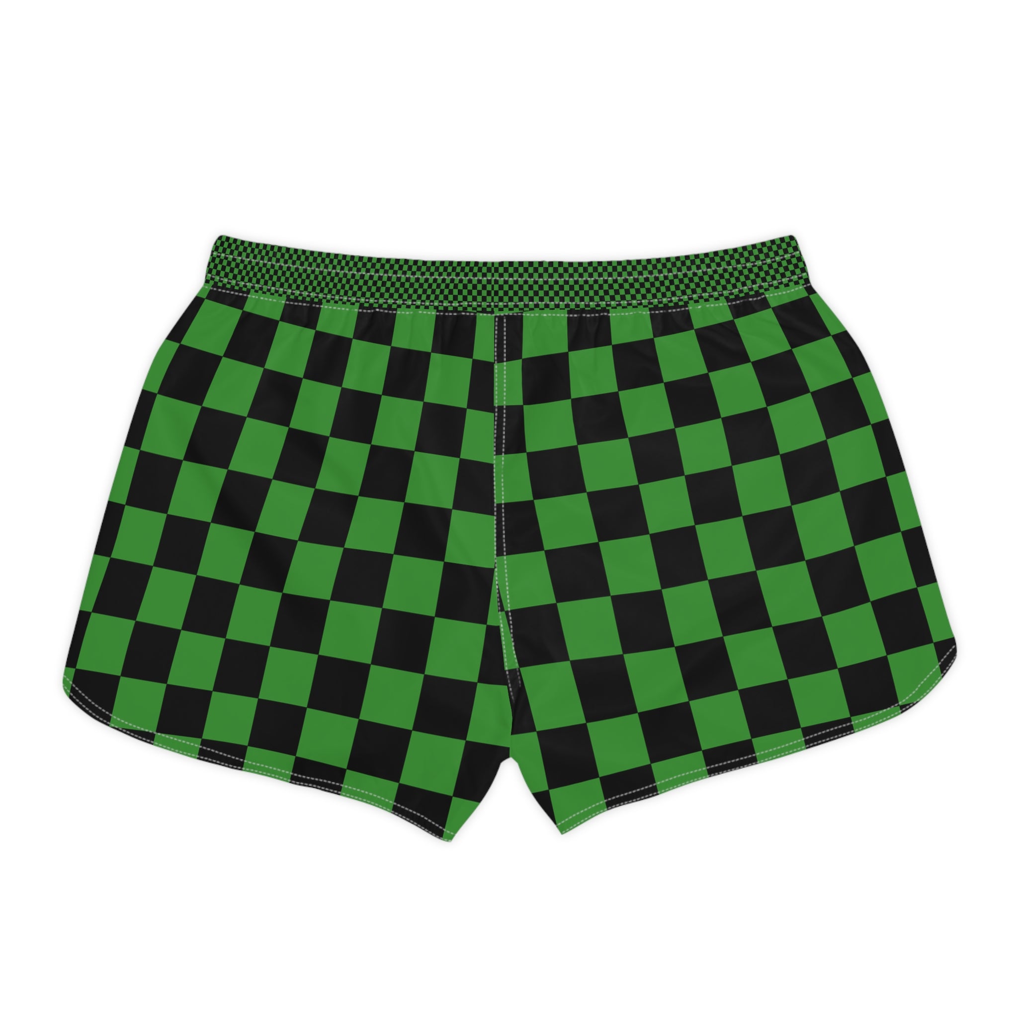 Checkerboard Green and Black Women's Casual Shorts (AOP), Artsulli - Art is Long, Life is Short, All Over Prints, , , , , , , 