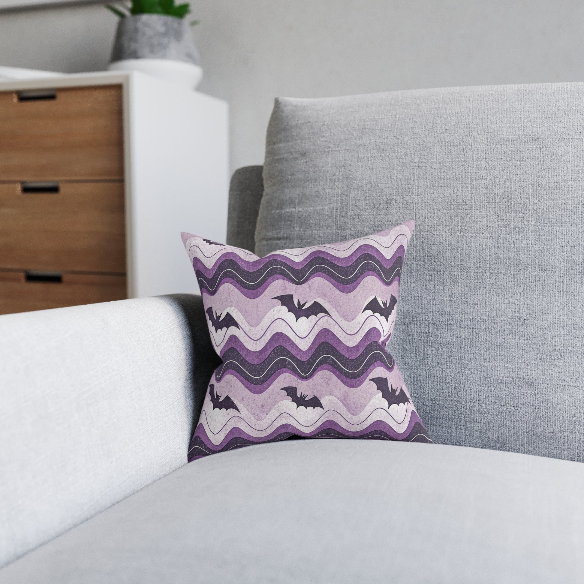 Bat Wave Square Pillow, Artsulli - Art is Long, Life is Short, Home Decor, , , , , , , 