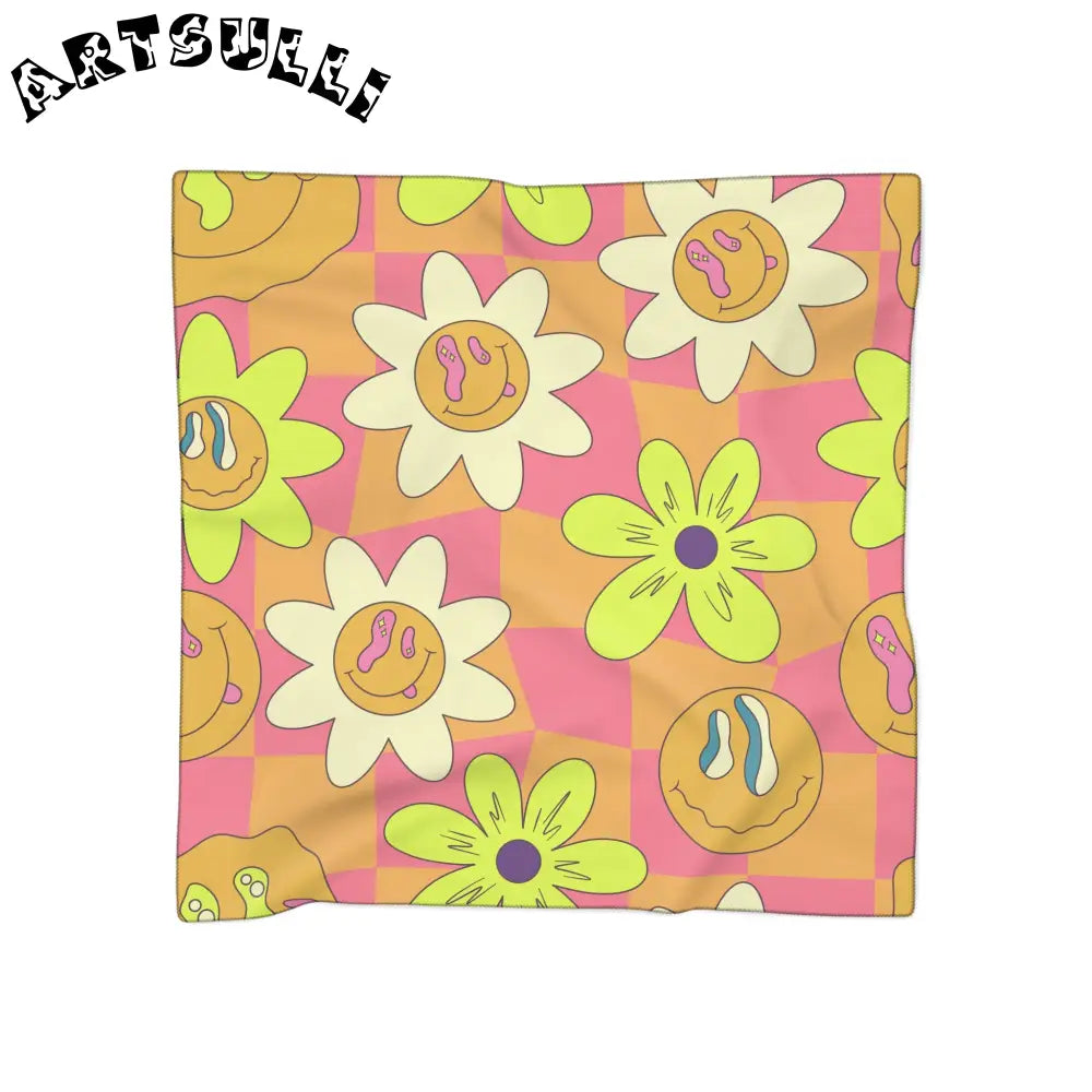JAKKOUTTHEBXX Trippy Sour Face Rave Poly Scarf JAKKOUTTHEBXX