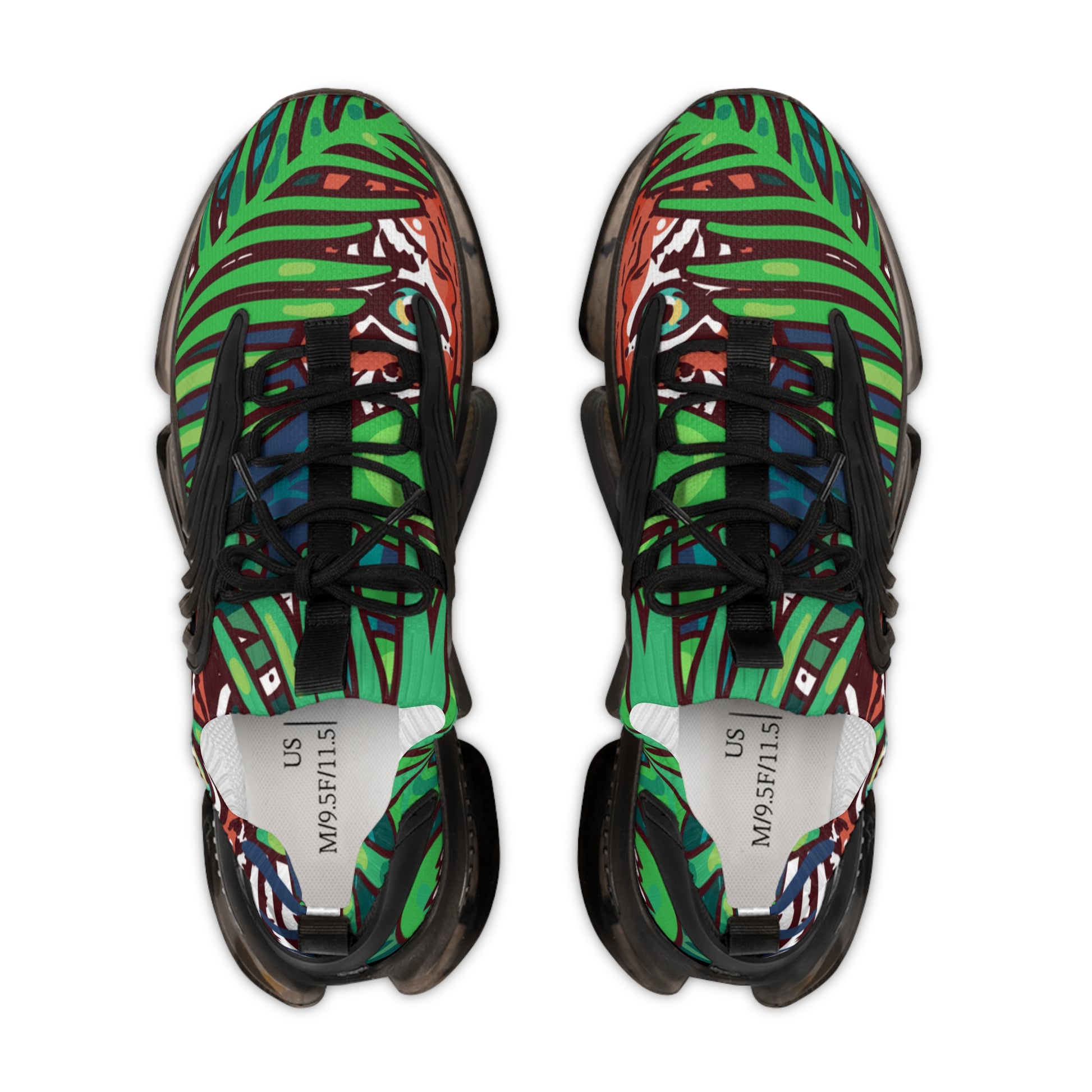 Tropical Jungle Tigers Green Men's Mesh Sneakers, Artsulli - Art is Long, Life is Short, Shoes, , , , , , , 