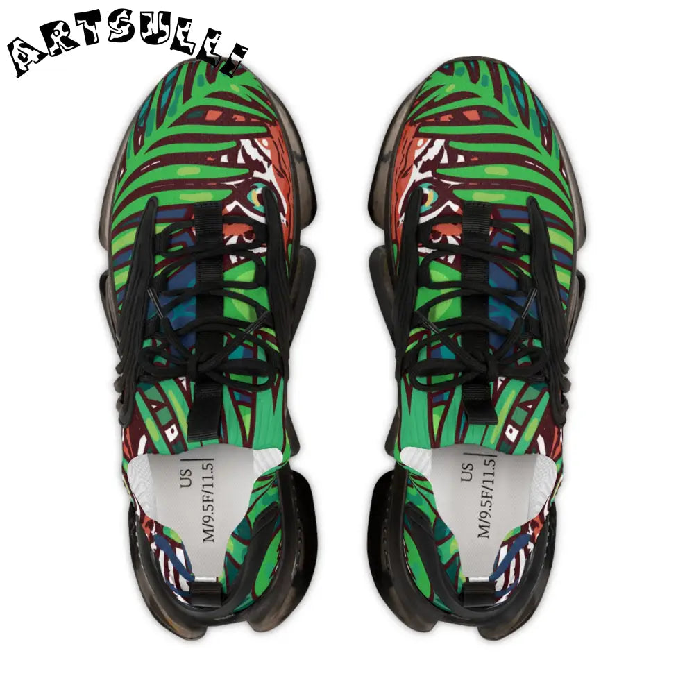 JAKKOUTTHEBXX Tropical Jungle Tigers Green Men’s Mesh Sneakers