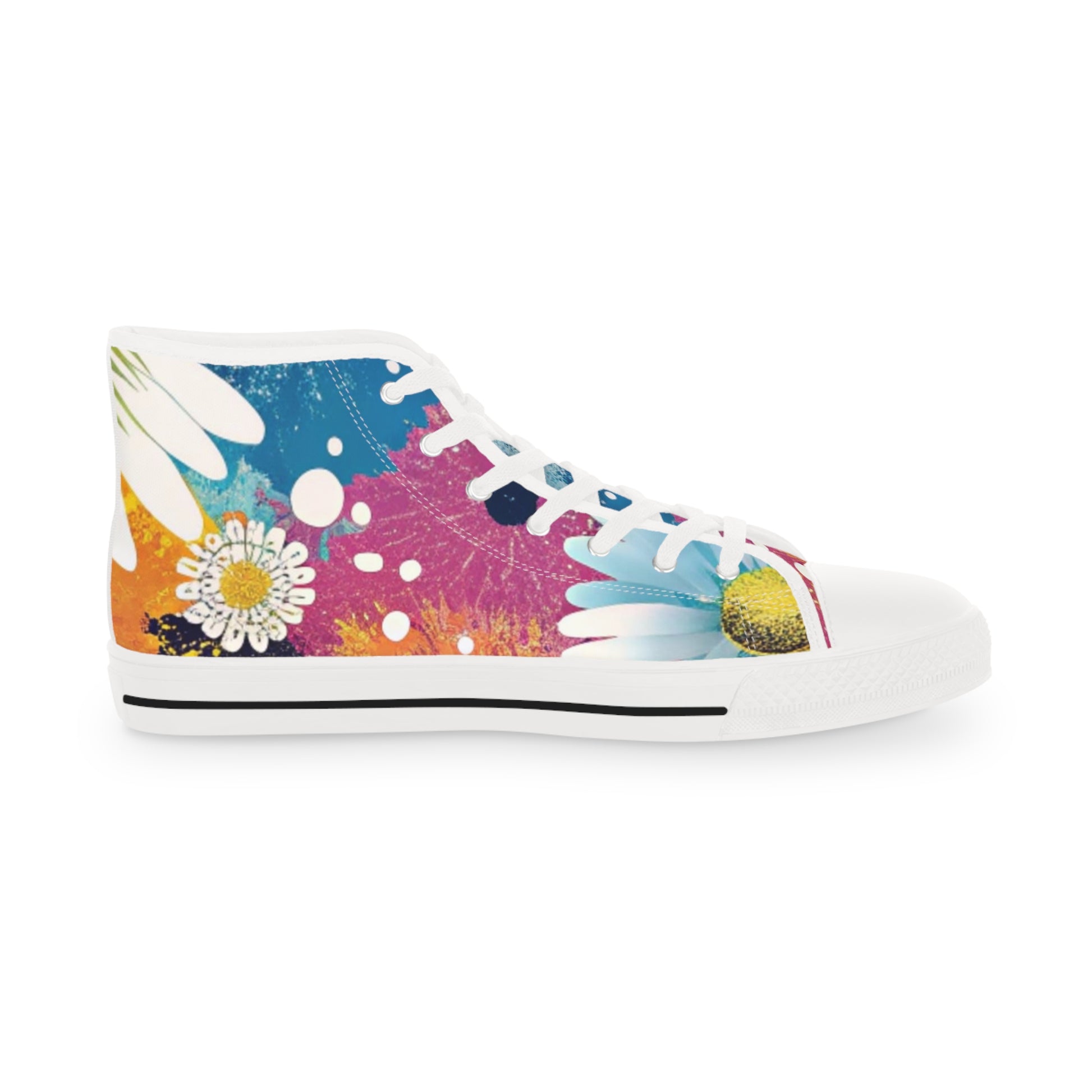 Magical Flower Explosion IV Multi-Color Men's High Top Sneakers, Artsulli - Art is Long, Life is Short, Shoes, , , , , , , 