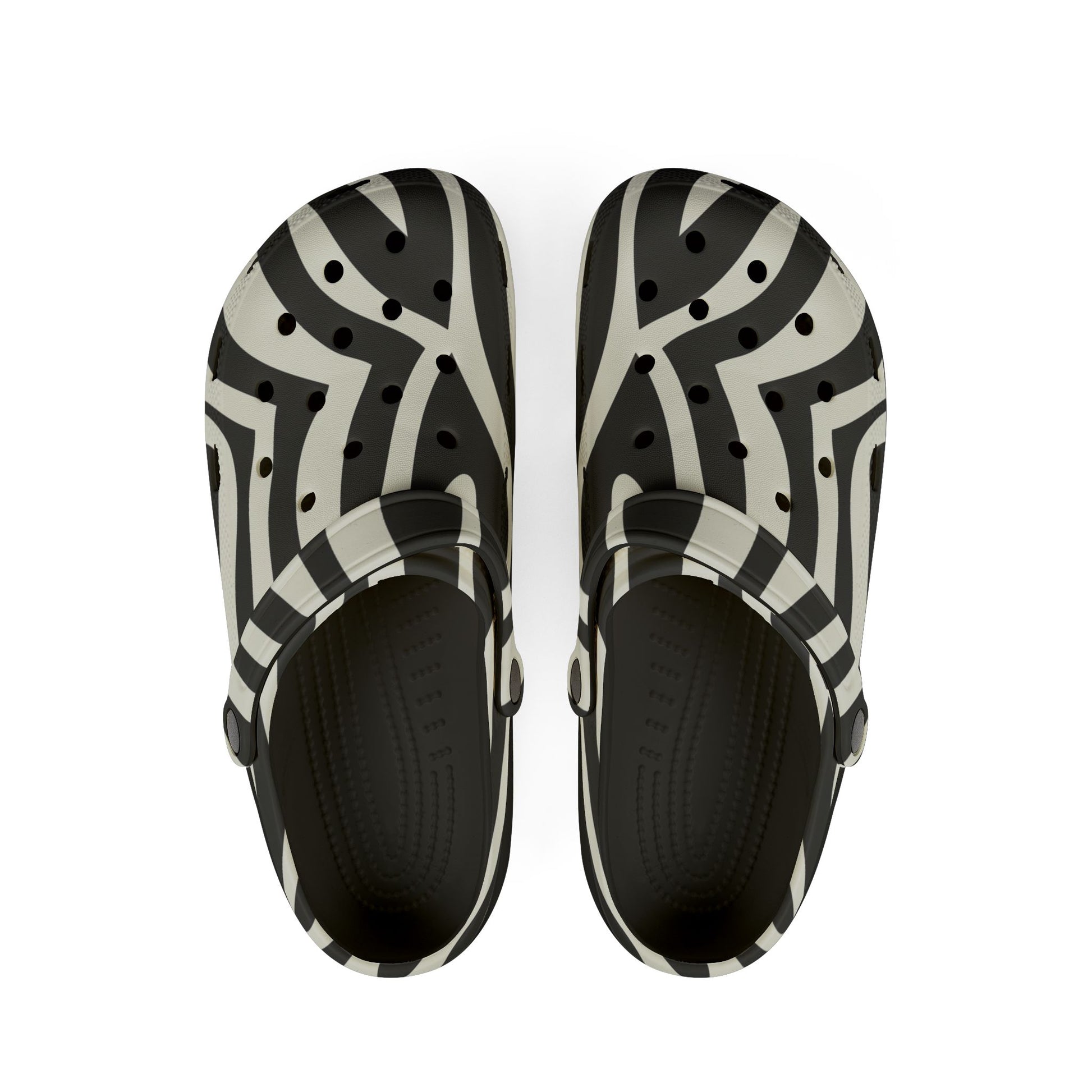Melting Zebra Stripes Black and White EVA Foam Rubber Shoes (AOP), Artsulli - Art is Long, Life is Short, Shoes, Size, US 6 (Women's), Color, Black, , , 69312251420092