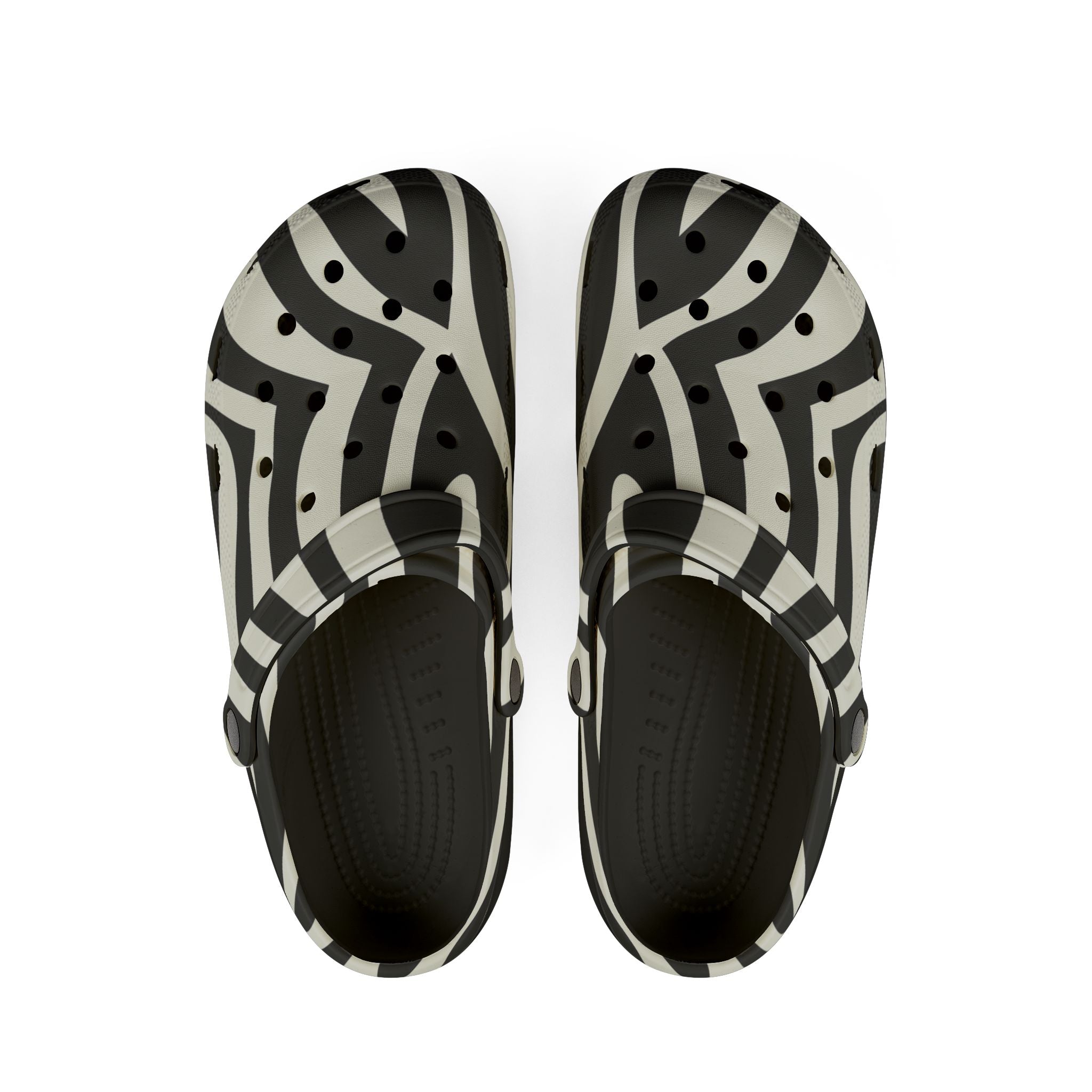 Melting Zebra Stripes Black and White EVA Foam Rubber Shoes (AOP), Artsulli - Art is Long, Life is Short, Shoes, Size, US 6 (Women's), Color, Black, , , 69312251420092