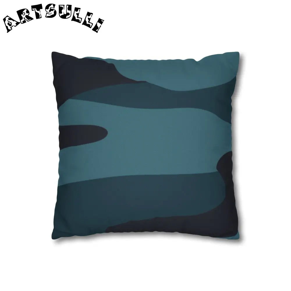 JAKKOUTTHEBXX Blue Camouflage Spun Polyester Square Pillowcase