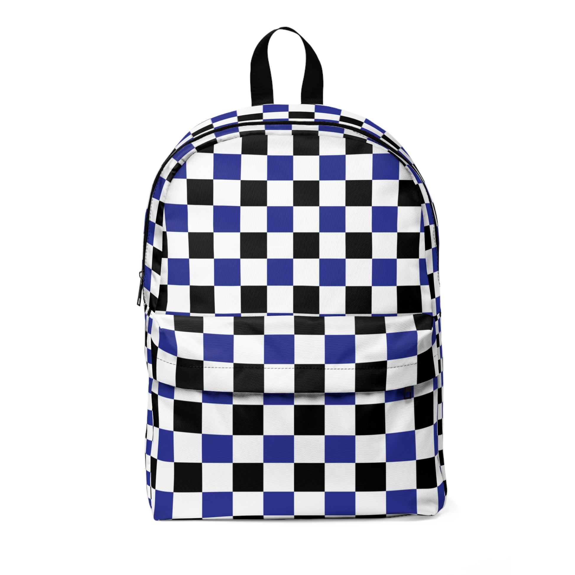 Checkerboard Blue White and Black Unisex Classic Backpack, Artsulli - Art is Long, Life is Short, Bags, Size, One size, , , , , 11224330501708446640