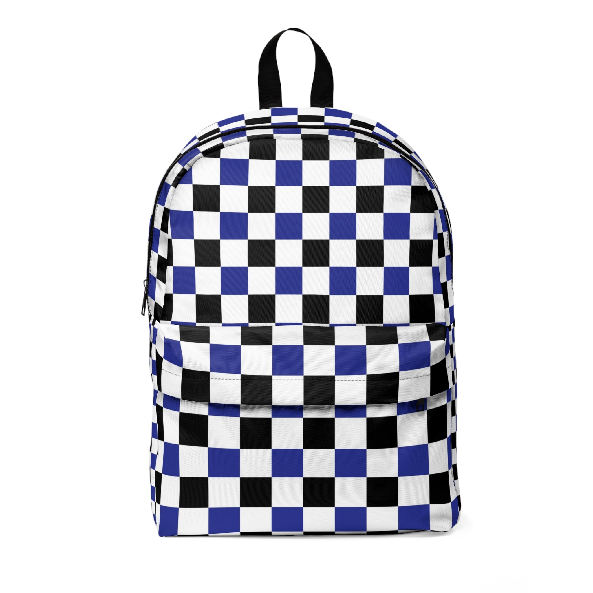 Checkerboard Blue White and Black Unisex Classic Backpack, Artsulli - Art is Long, Life is Short, Bags, Size, One size, , , , , 11224330501708446640