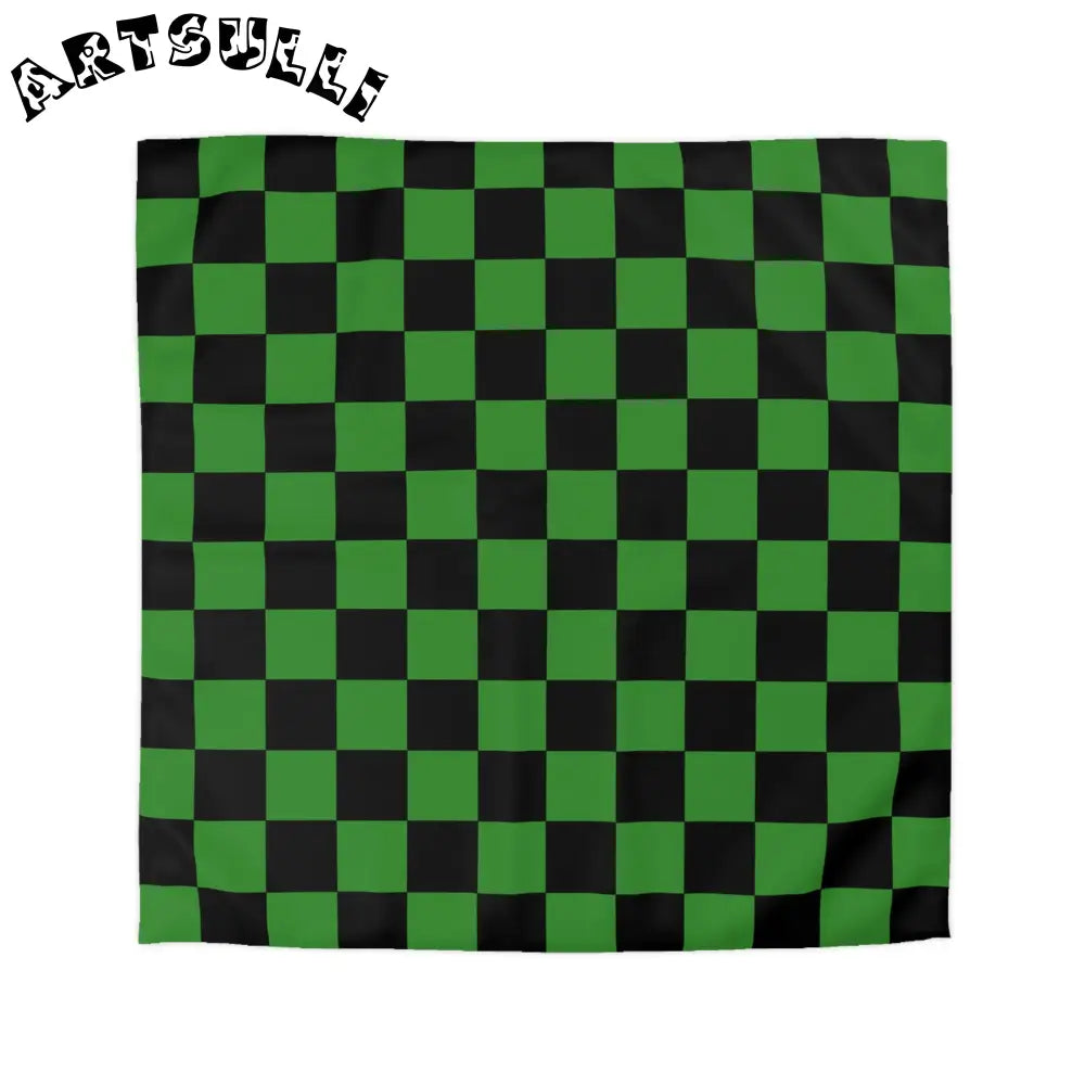 JAKKOUTTHEBXX Checkerboard Green and Black Microfiber Duvet Cover