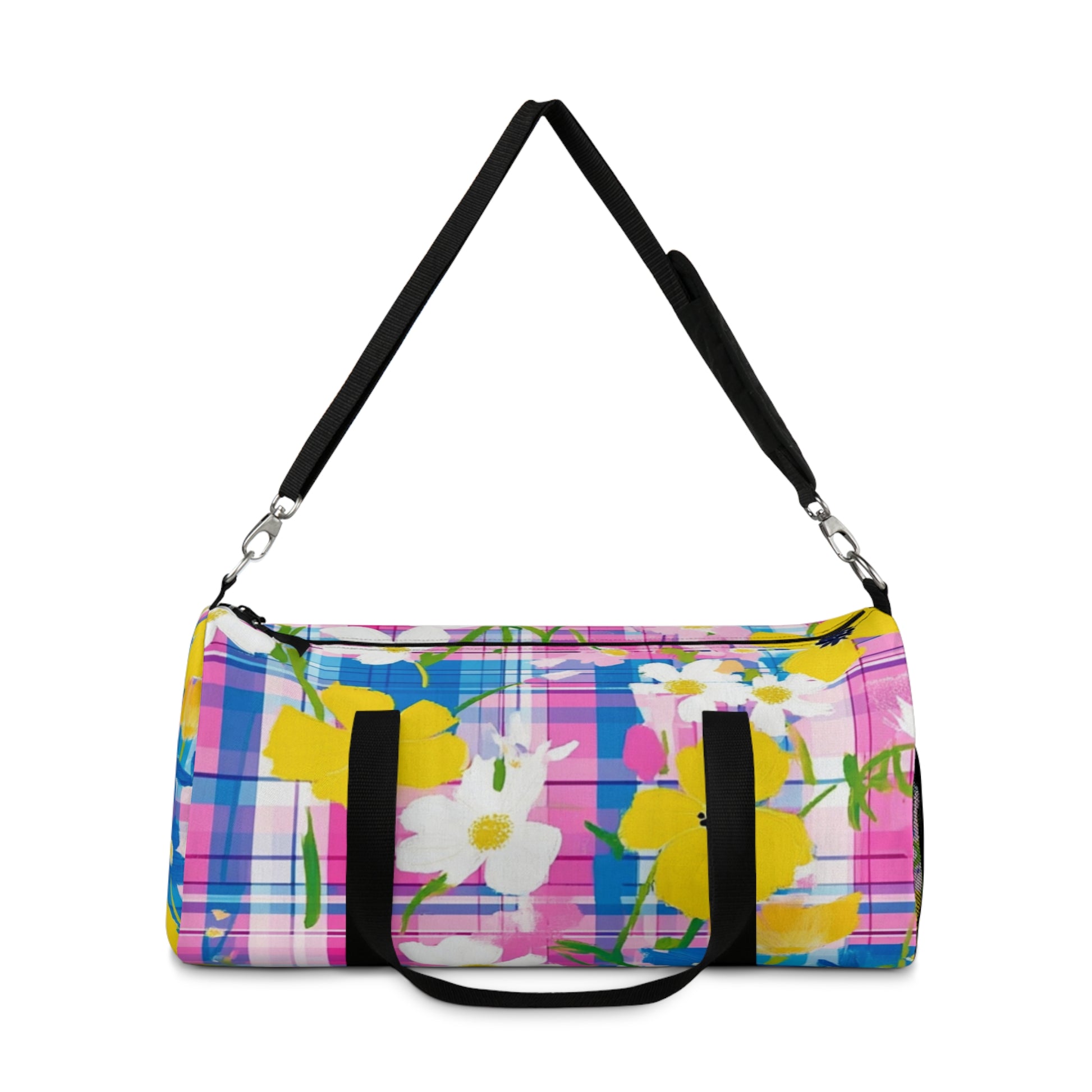 Plaid Garden II Pink and Purple Duffel Bag, Artsulli - Art is Long, Life is Short, Bags, , , , , , , 