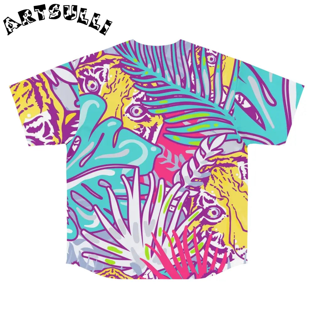 JAKKOUTTHEBXX Tropical Floral Tigers Torquise and Purple Men’s