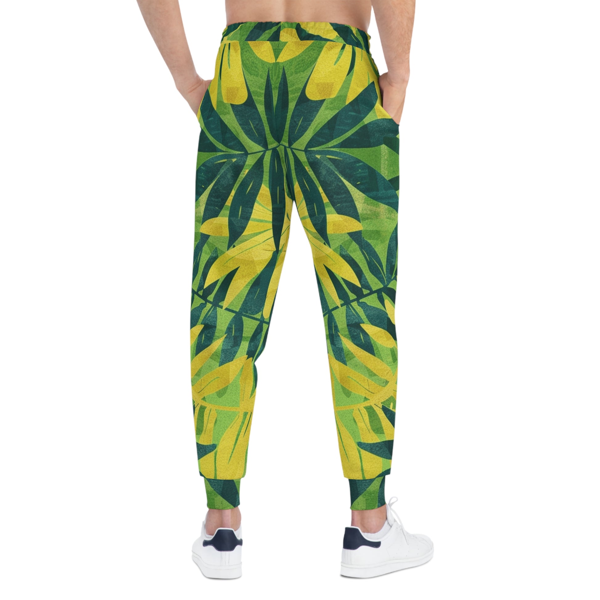 Green Leaf x Yellow Leaf x Tropical x Jungle Athletic Joggers (AOP), Artsulli - Art is Long, Life is Short, All Over Prints, , , , , , , 